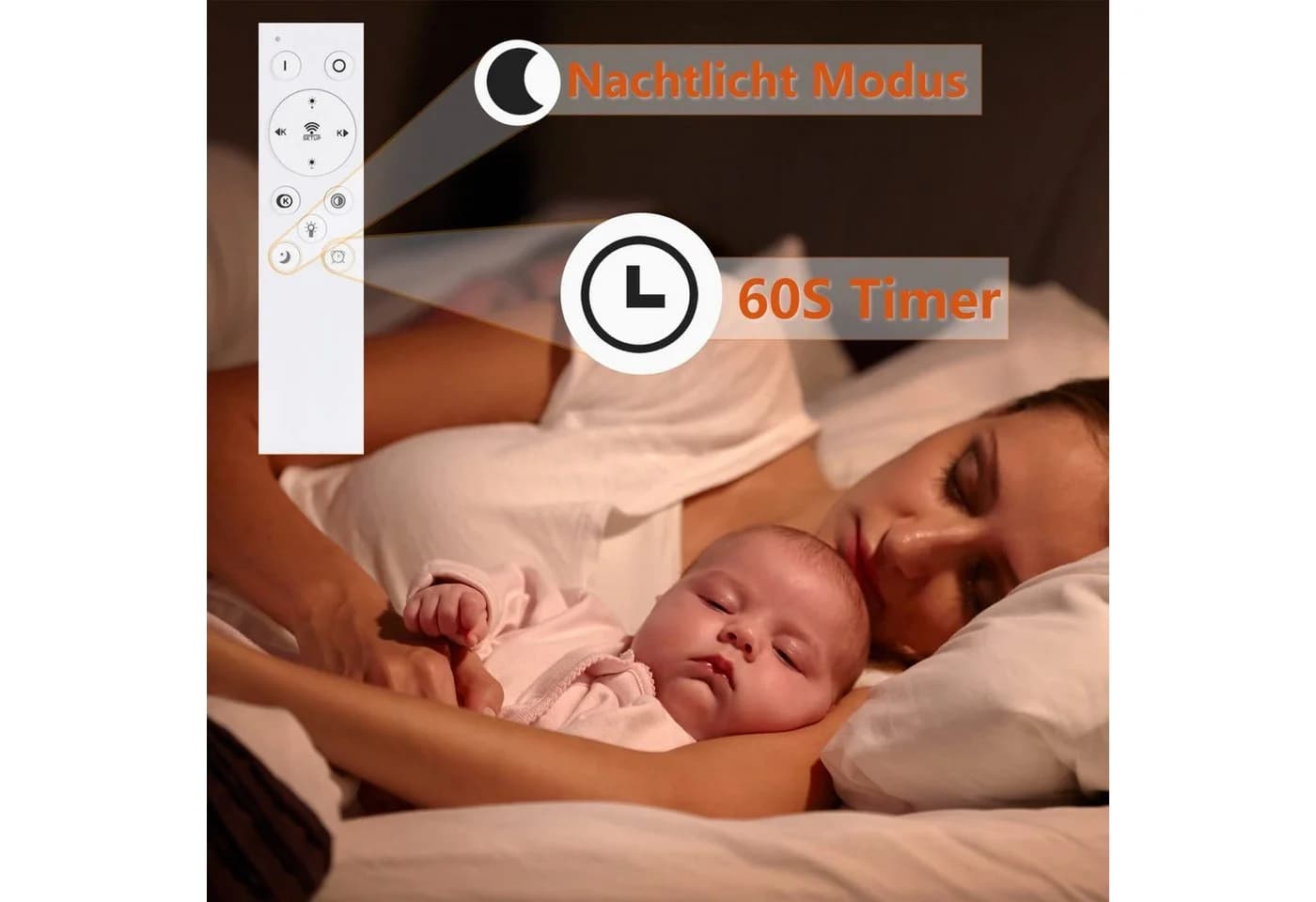 ZMH LED Deckenleuchte 52CM Schwarz Dimmbar Modern Schlafzimmer - Bild 5