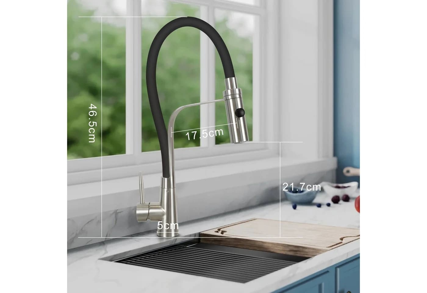 ZMH Küchenarmatur Wasserhahn Schwarz 360° Schwenkbar - Bild 4