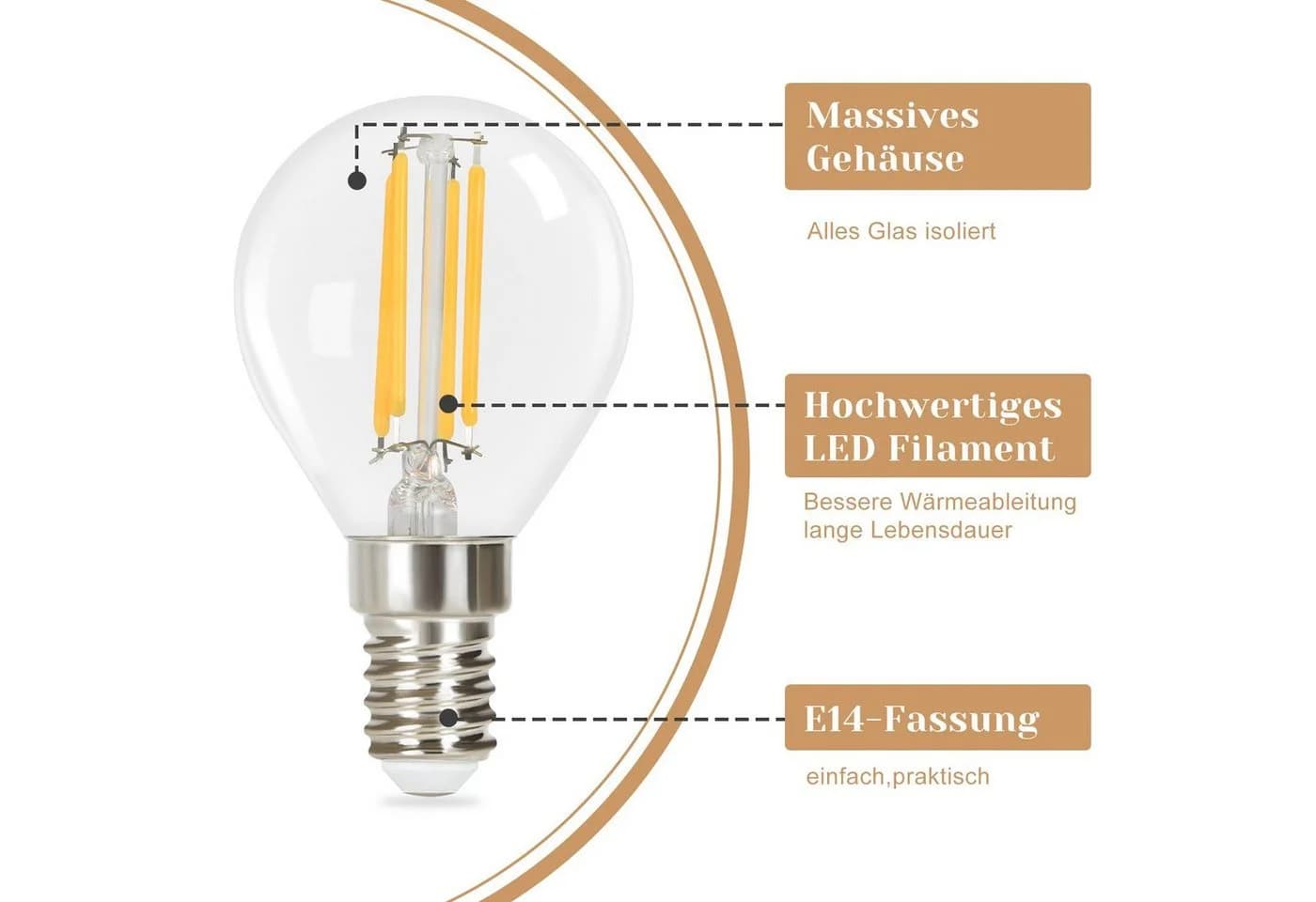 ZMH LED-Leuchtmittel Edison Vintage Glühbirne G45 E14/E27 6 St. warmweiß Filament Retro Glas