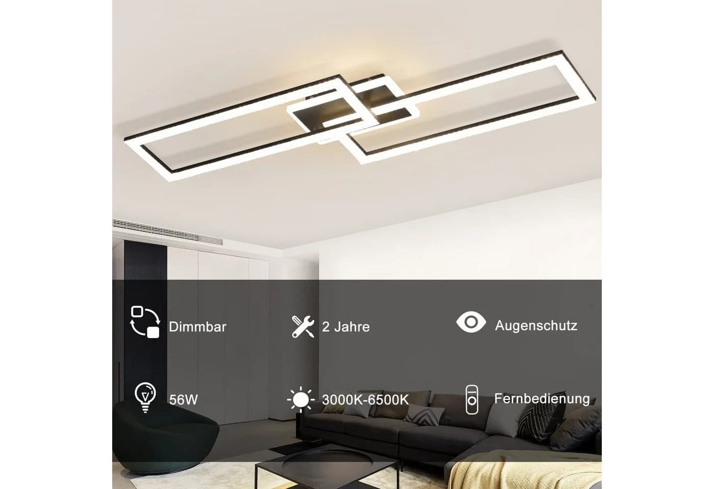ZMH LED Deckenleuchte Kristall Modern 80cm