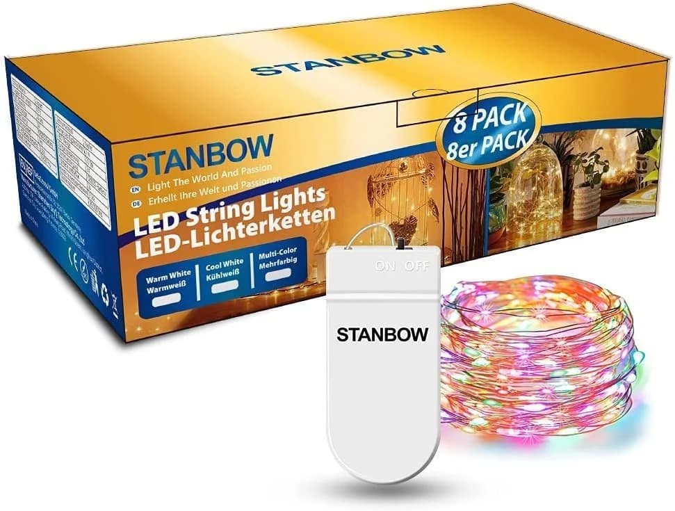 ZMH LED-Lichterkette 8x 2M 20Led Kupferdraht Batterie - Bild 5