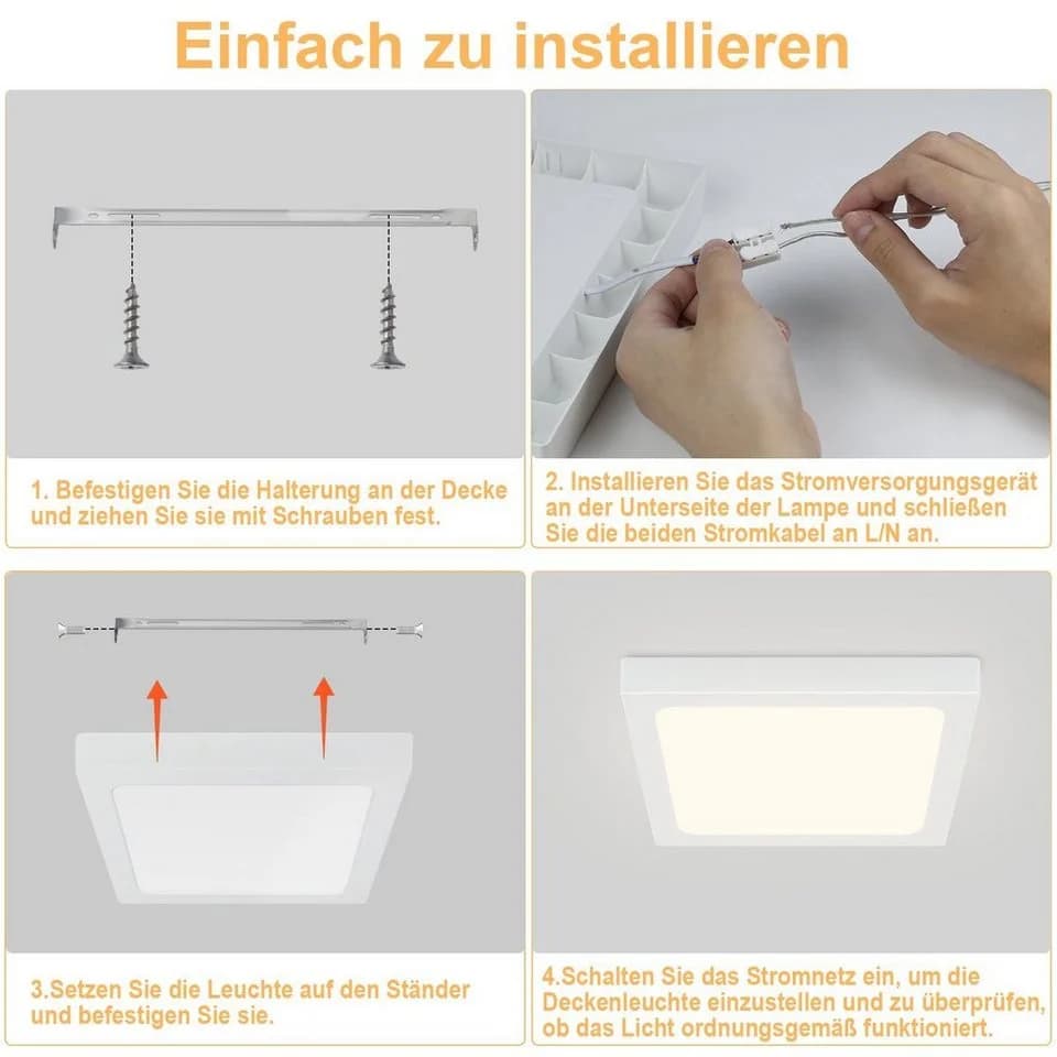 ZMH LED Deckenleuchte Wohnzimmer 23cm Weiß Modern 18W - Bild 4