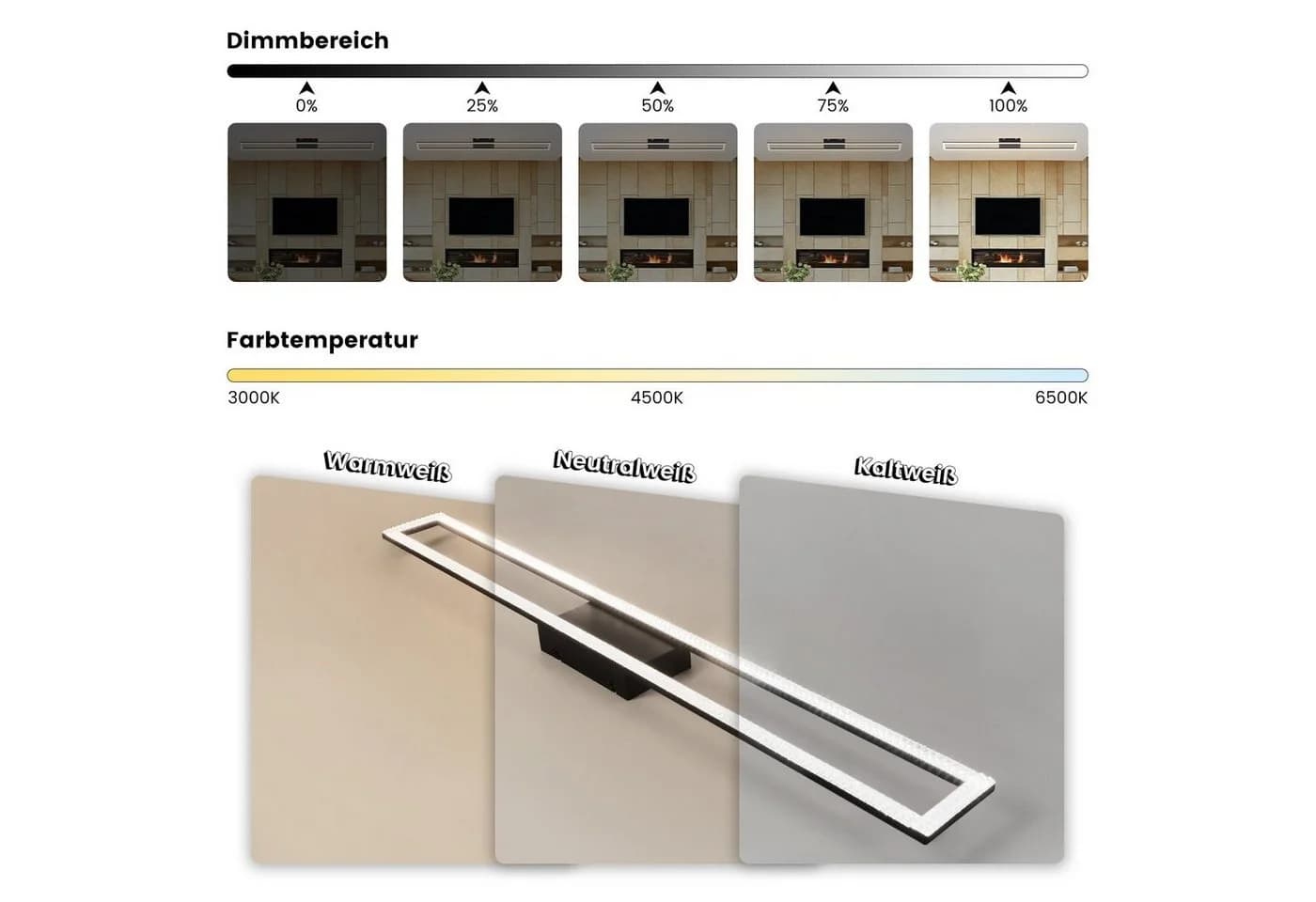 ZMH LED Deckenleuchte Whonzimmer 108cm Kristall Rechteckig Modern Dimmbar Deckenlampe 40W