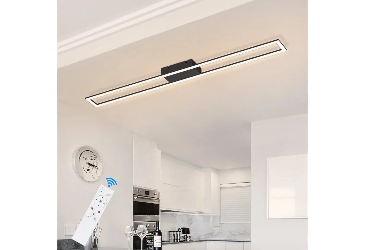 ZMH LED Deckenleuchte Whonzimmer 108cm Kristall Rechteckig Modern Dimmbar Deckenlampe 40W - Bild 3
