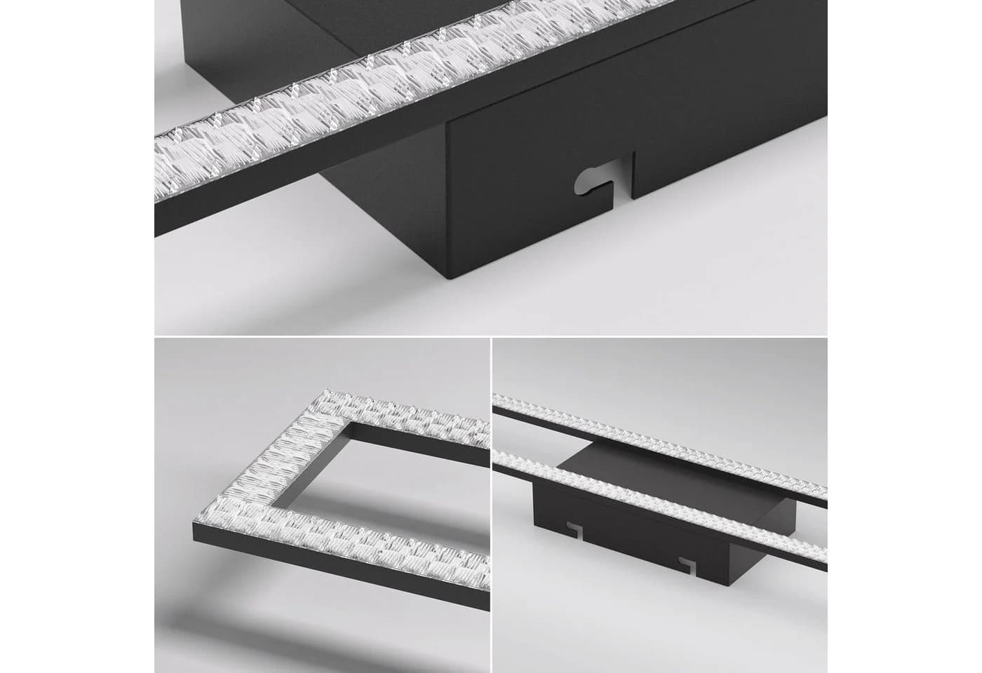 ZMH LED Deckenleuchte Whonzimmer 108cm Kristall Rechteckig Modern Dimmbar Deckenlampe 40W - Bild 4