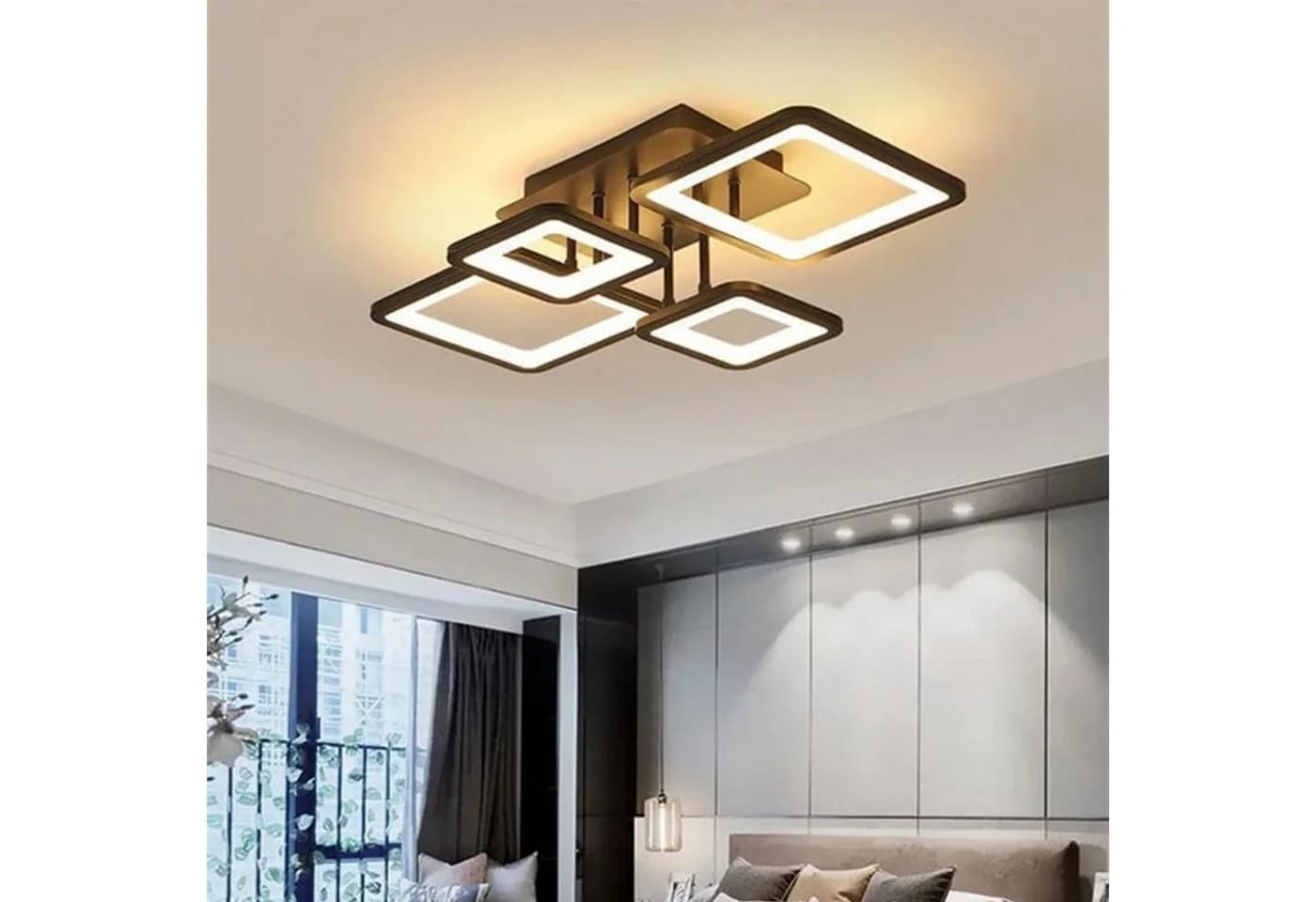 Riserva LED Deckenleuchte Schwarz 54W Stufenlos Dimmbar mit Fernbedienung