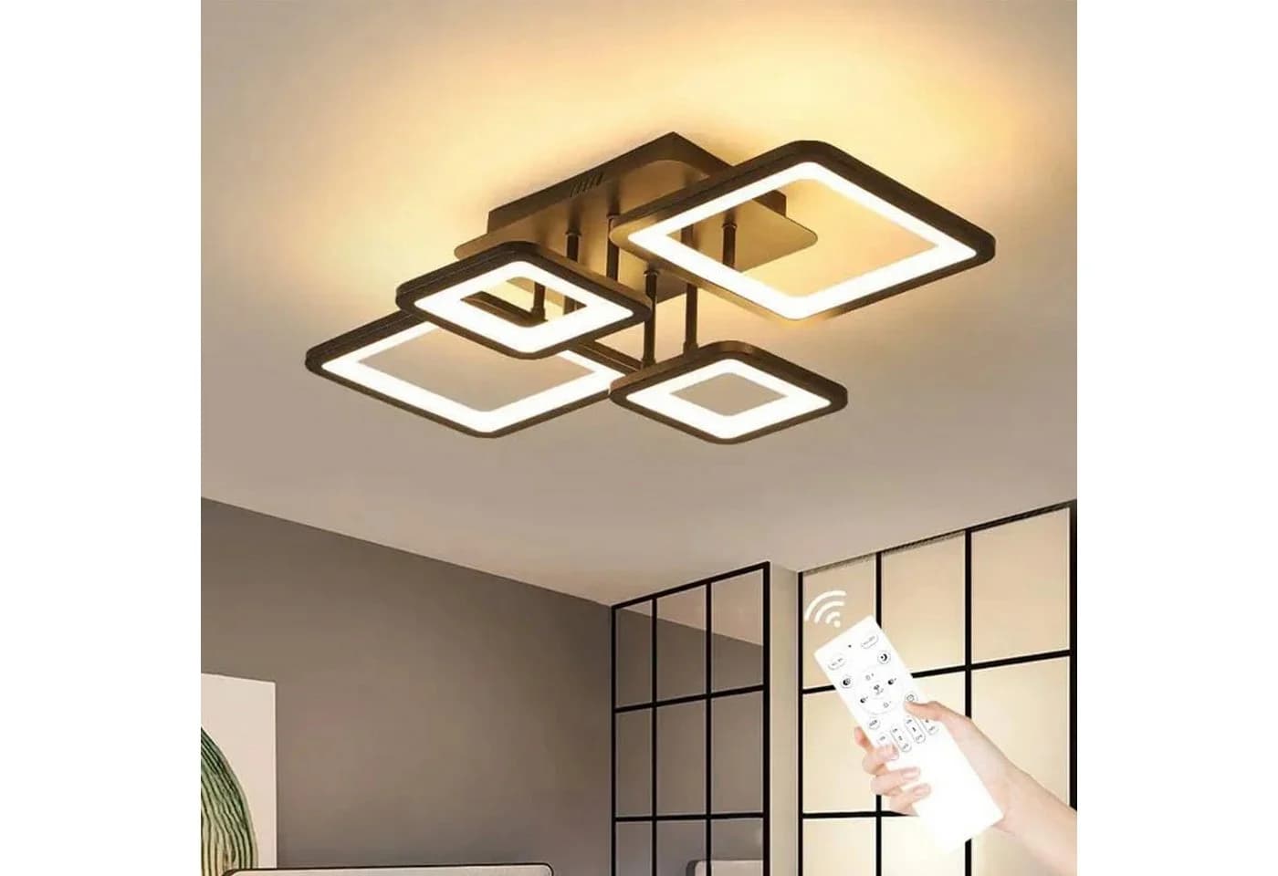 Riserva LED Deckenleuchte Schwarz 54W Stufenlos Dimmbar mit Fernbedienung - Bild 2