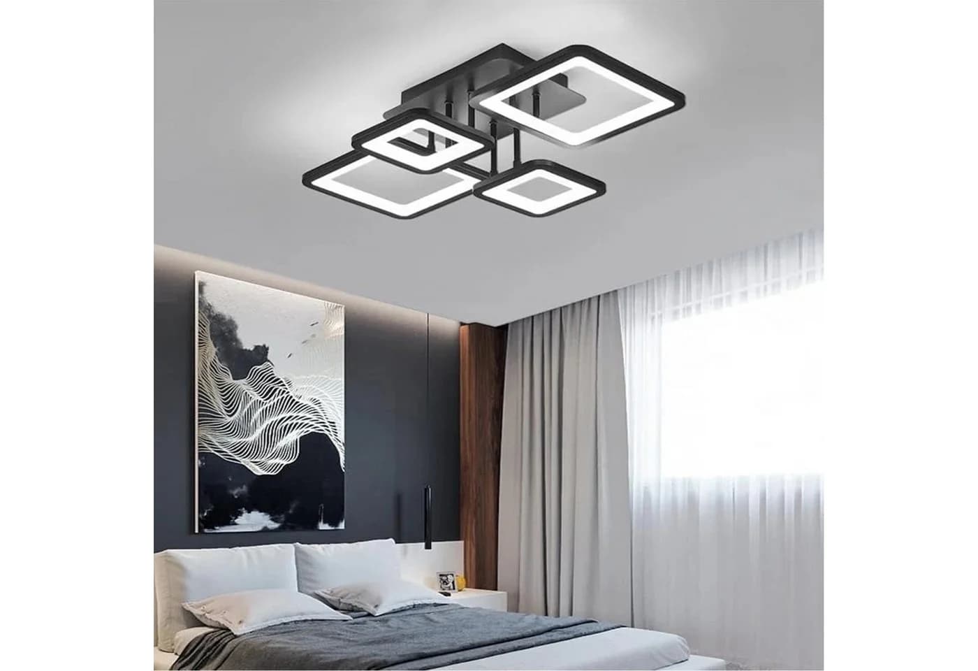 Riserva LED Deckenleuchte Schwarz 54W Stufenlos Dimmbar mit Fernbedienung - Bild 3