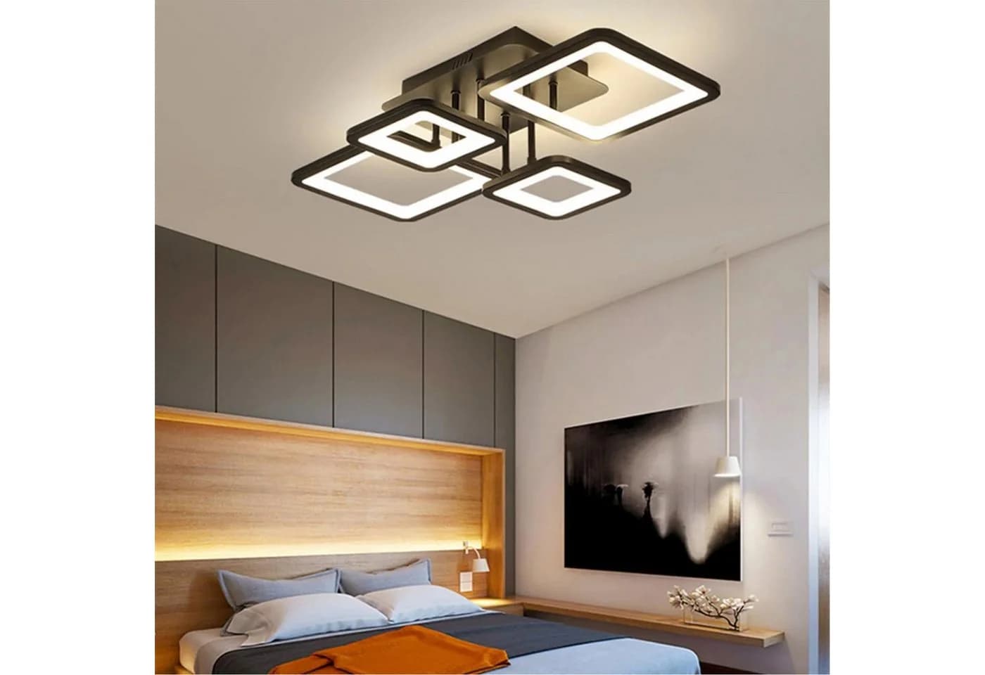 Riserva LED Deckenleuchte Schwarz 54W Stufenlos Dimmbar mit Fernbedienung - Bild 4