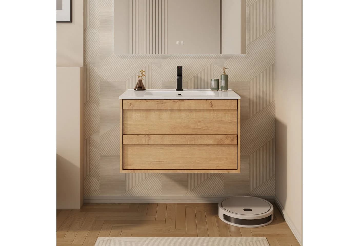UEV Waschtisch mit Unterschrank 60/75/90cm Hängend mit Wasserhahn