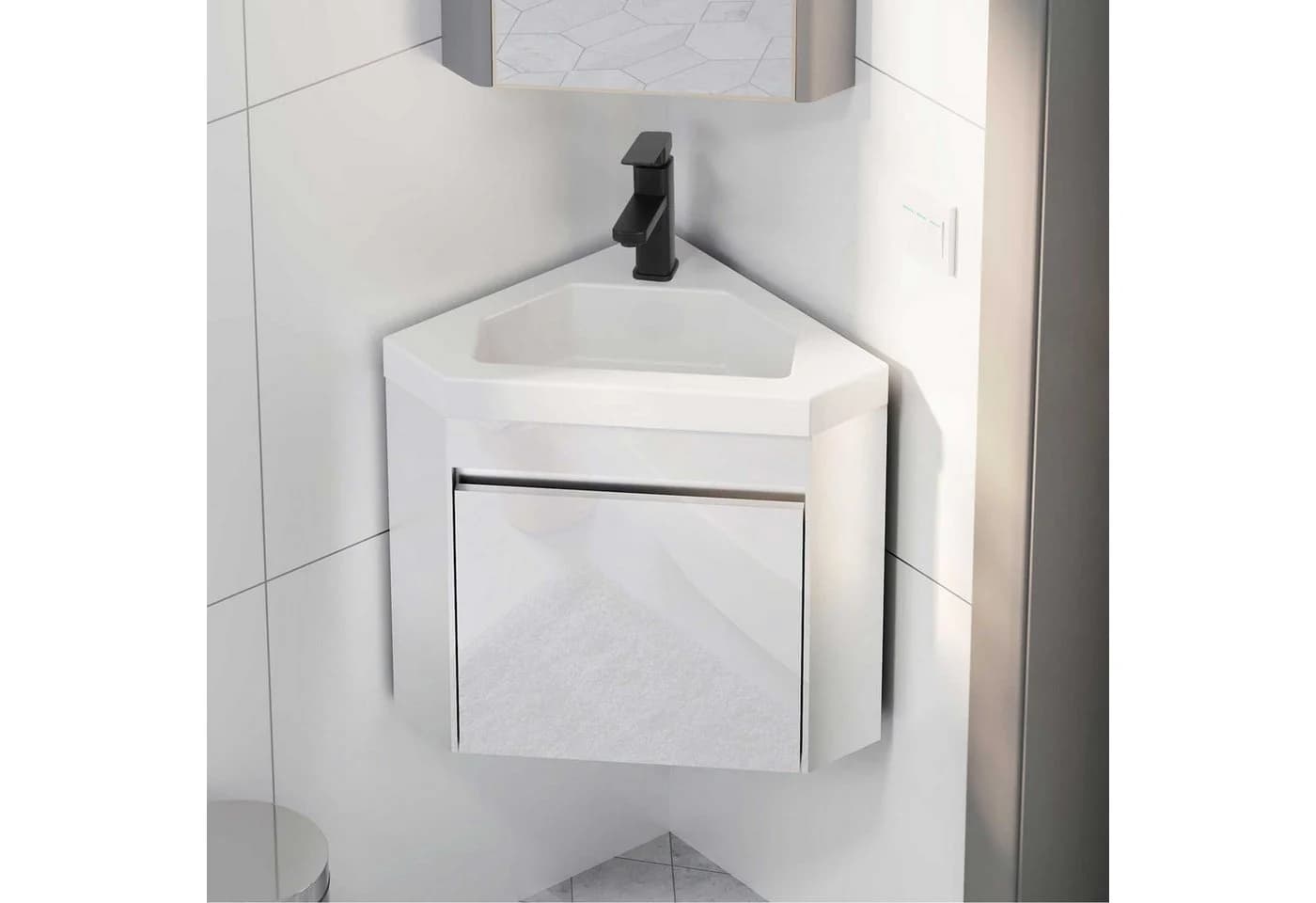 UEV Waschtisch mit Unterschrank Eckschrank Weiß