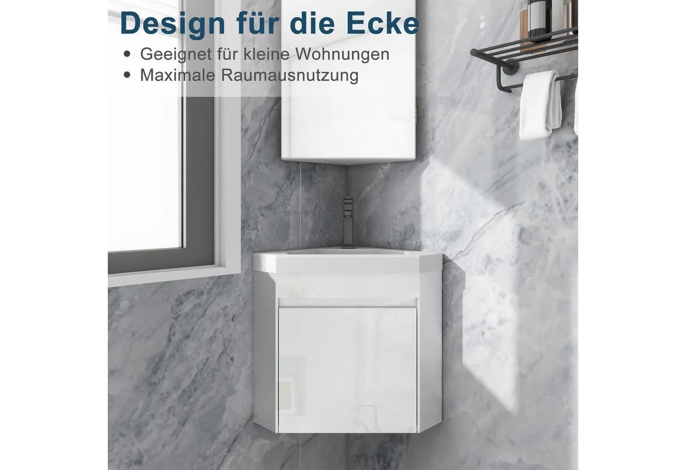 UEV Waschtisch mit Unterschrank Eckschrank Weiß - Bild 5