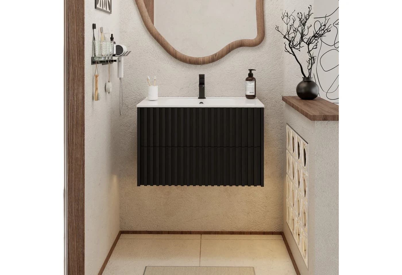 UEV Waschtisch mit Unterschrank 90 cm Schwarz