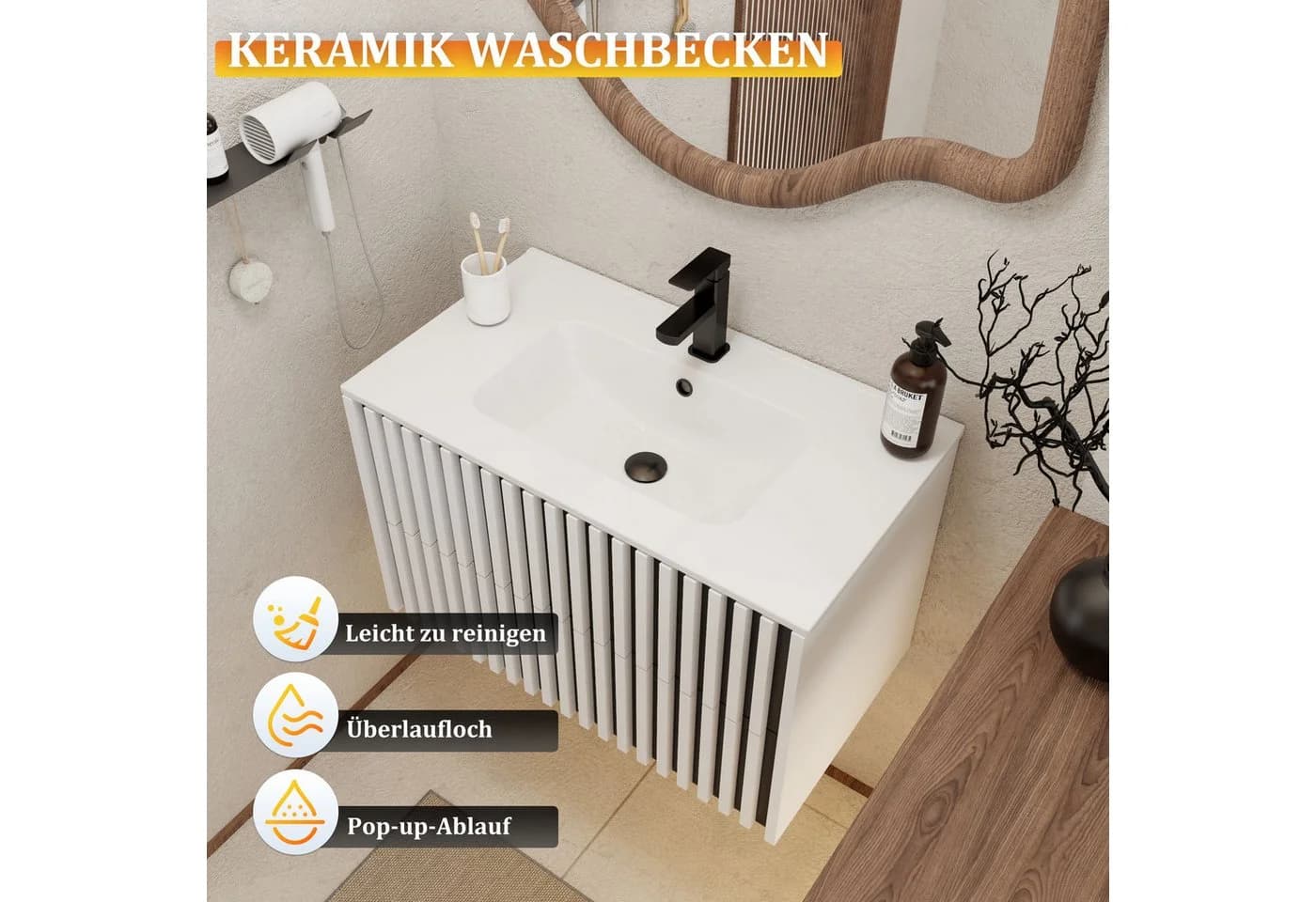 UEV Waschtisch mit Unterschrank 90 cm Weiß - Bild 4