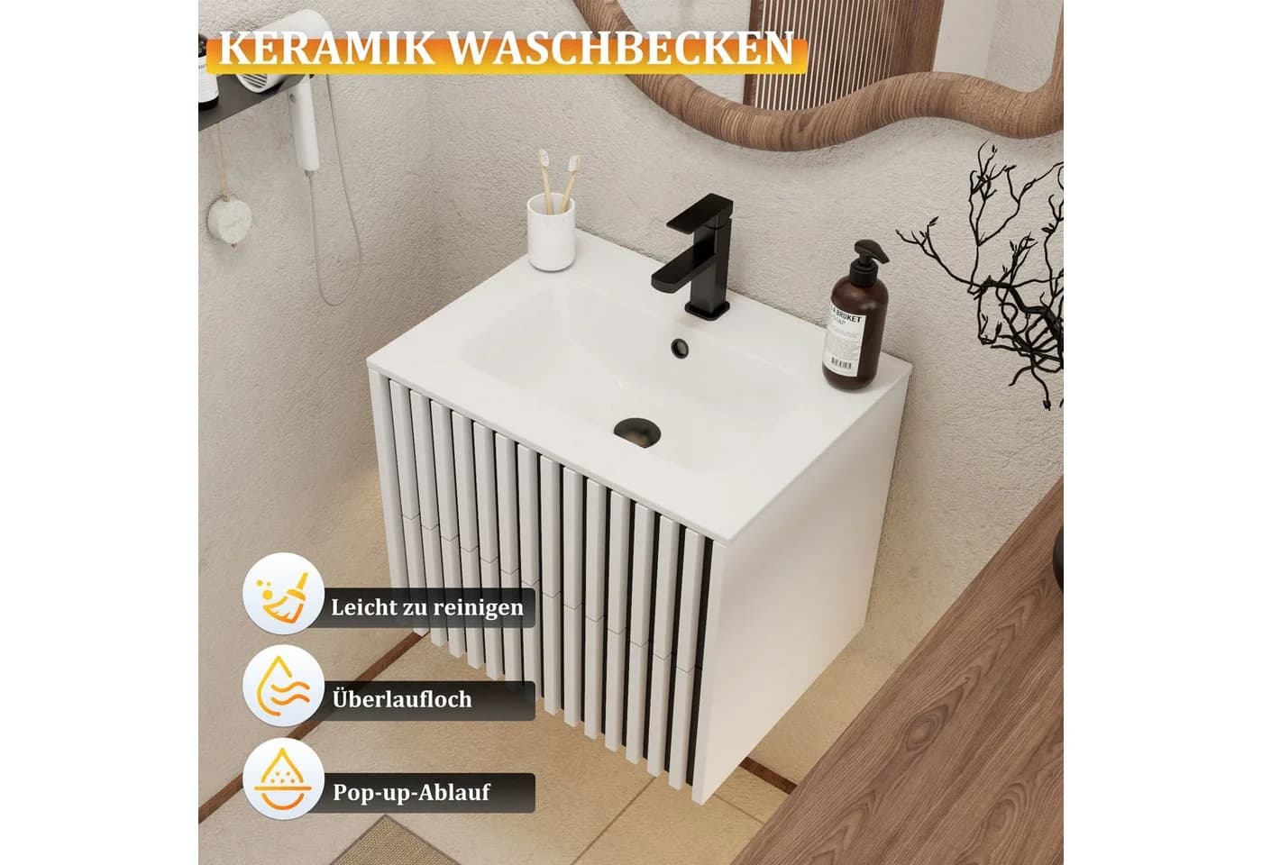 UEV Waschtisch mit Unterschrank 90 cm Weiß - Bild 5