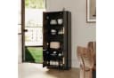UEV Hochschrank 4 Türen Weiß/Schwarz Gold Metallgriffe Bild 1