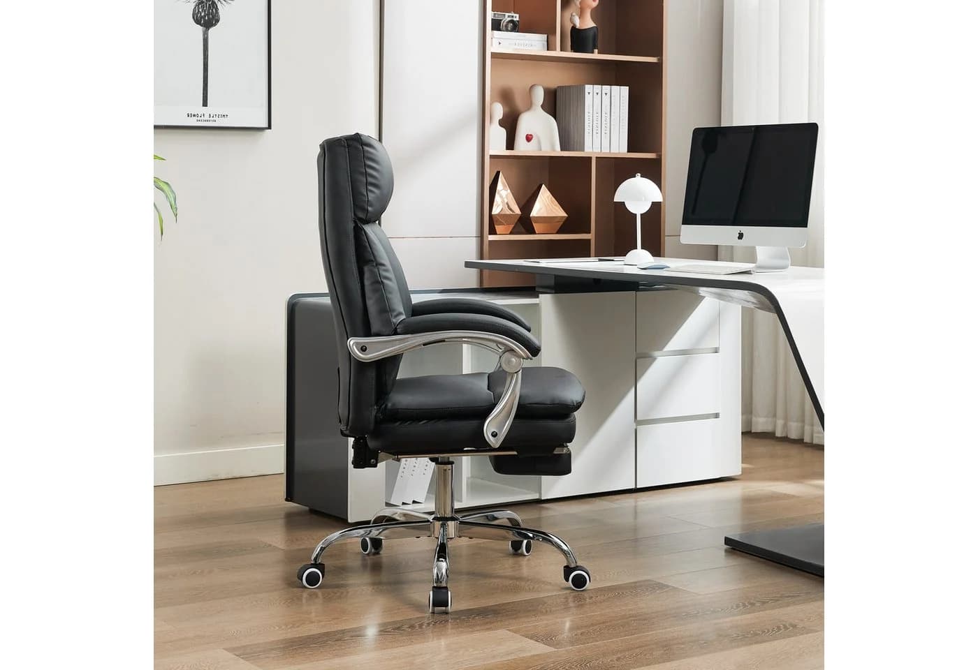 UEV Bürostuhl Ergonomisch mit Fußstütze Schwarz/Beige - Bild 3