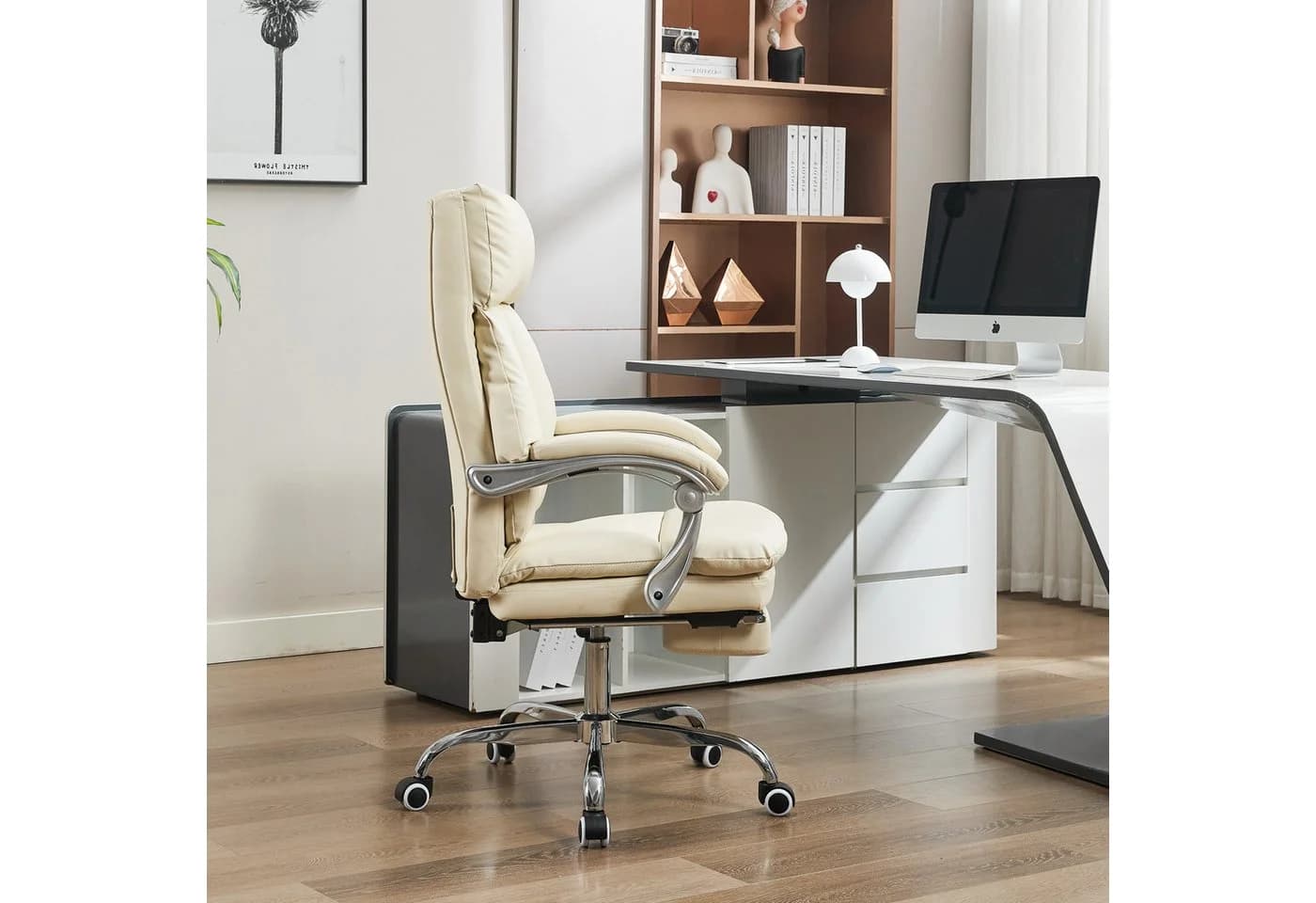 UEV Bürostuhl Ergonomisch mit Fußstütze Schwarz/Beige - Bild 4