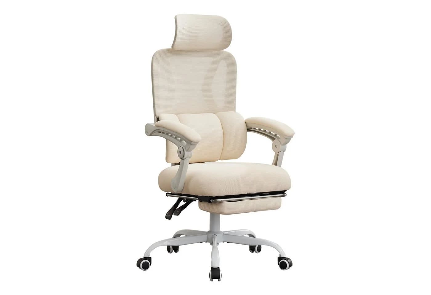 UEV Bürostuhl Ergonomisch mit Fußstütze Beige Mesh - Bild 2