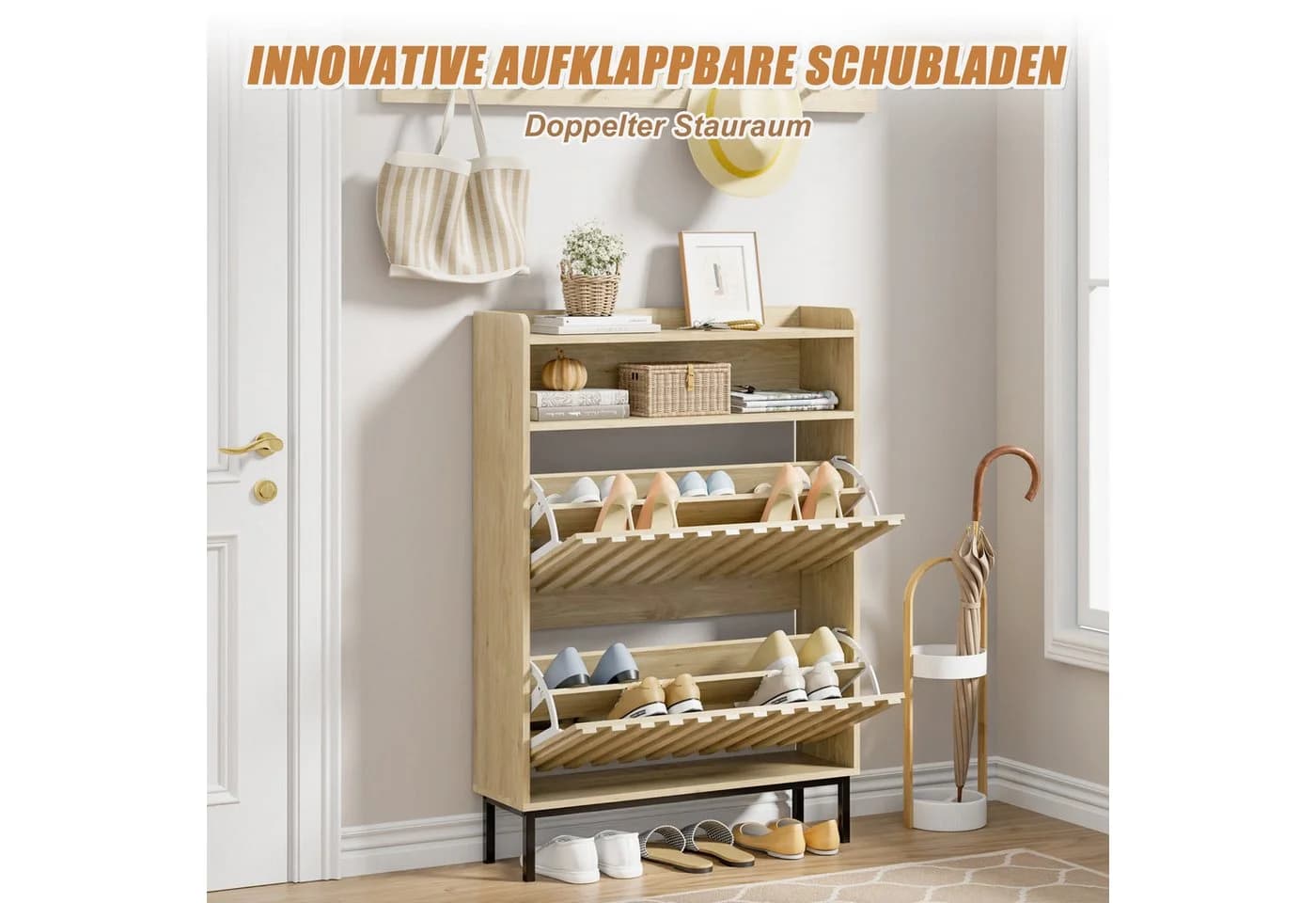 UEV Schuhschrank mit 2 Klappen Schuhregal Schukipper schmal platzsparend - Bild 4
