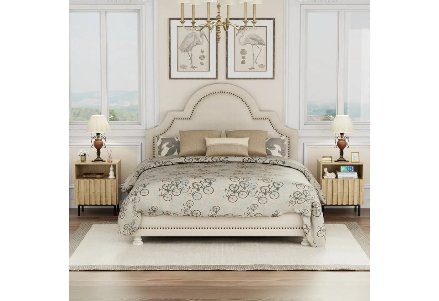 UEV Nachtschrank 2er Set Beige Nachttisch mit 2 Schubladen - Bild 4