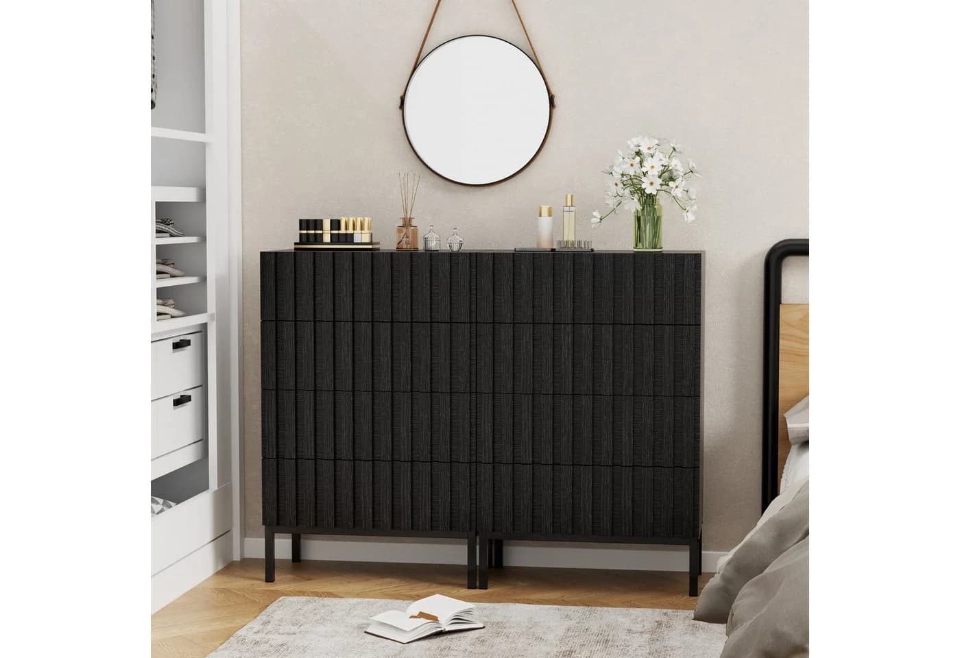 UEV Kommode mit 4 Schubladen, Sideboard, Schubladenschrank, Schmal Kommode - Bild 5