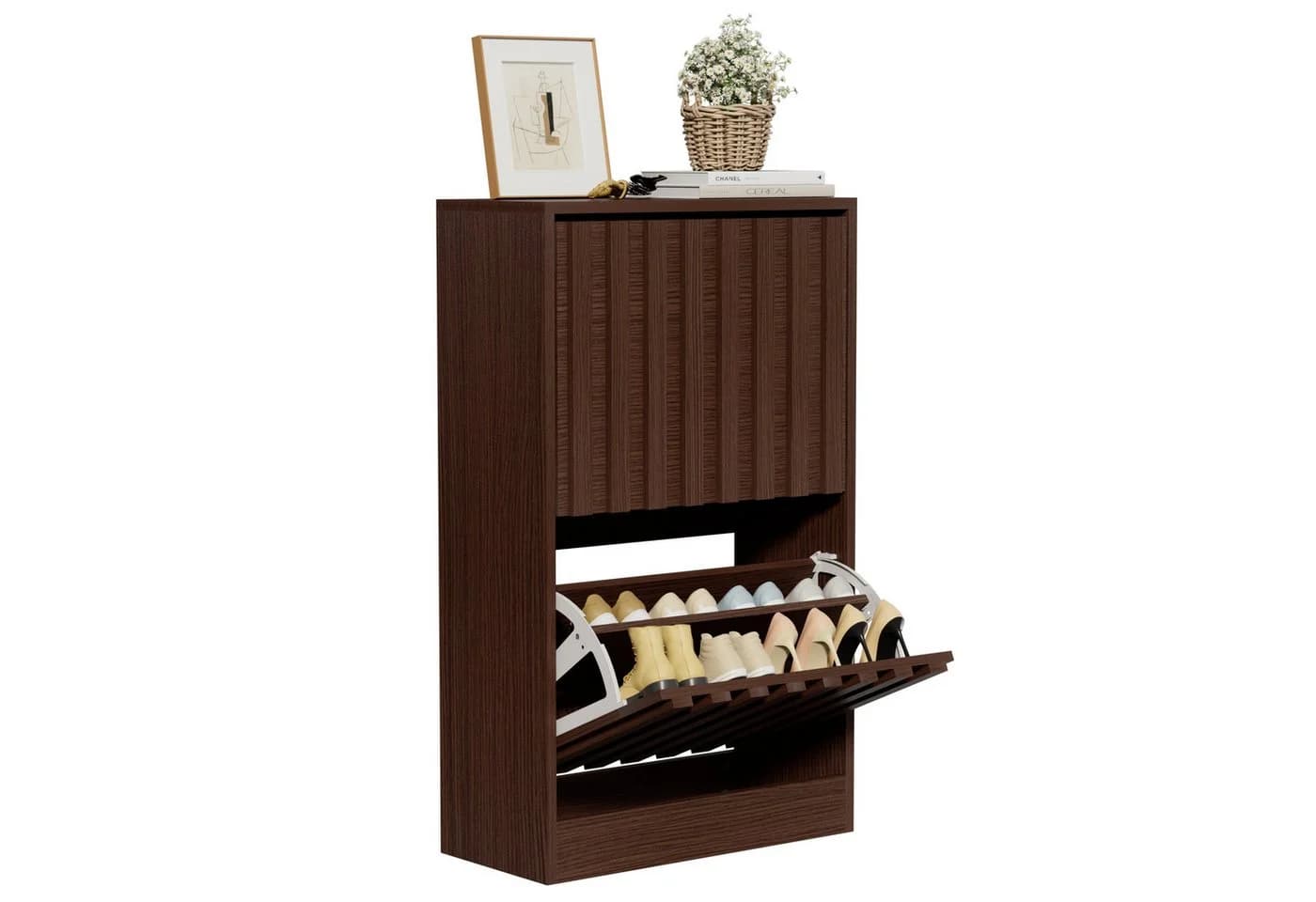 UEV Schuhschrank mit 2 Klappen Schuhregal Schukipper schmal platzsparend - Bild 2