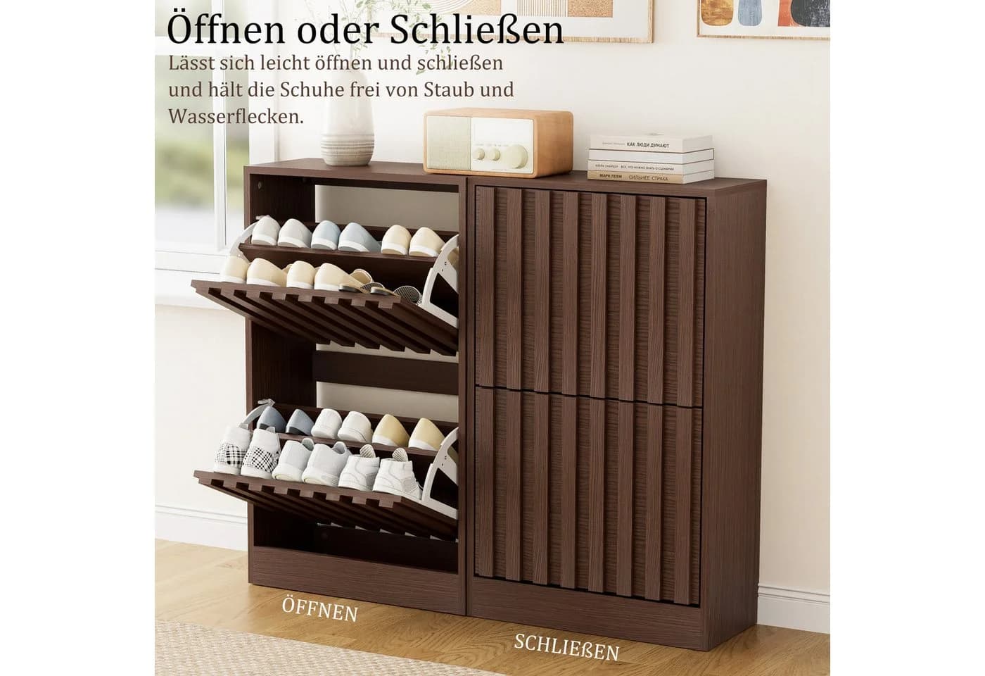 UEV Schuhschrank mit 2 Klappen Schuhregal Schukipper schmal platzsparend - Bild 5