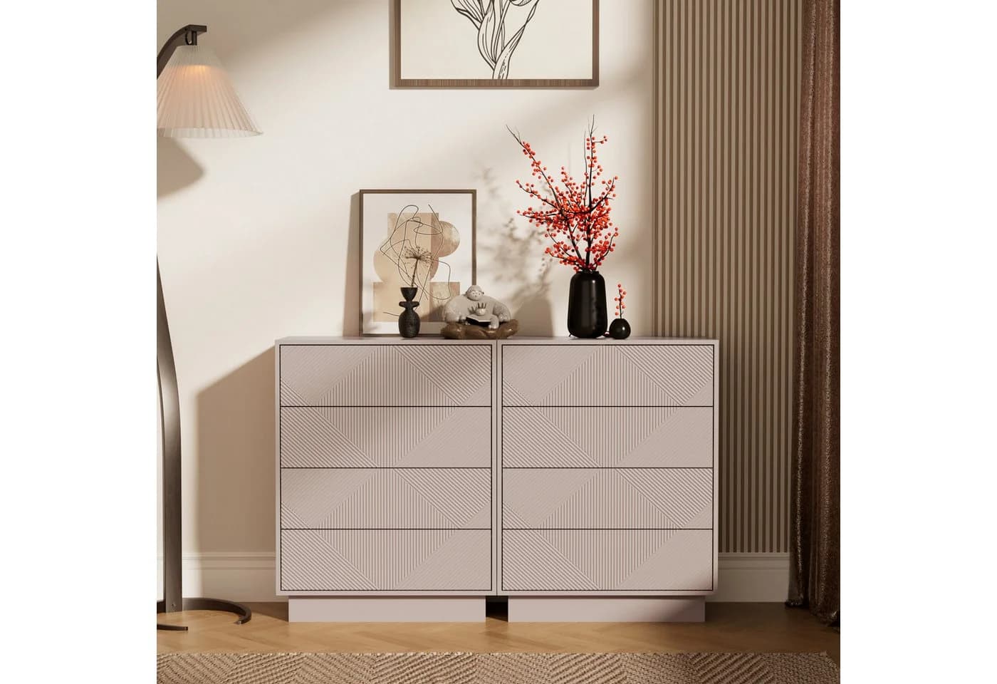 UEV Kommode mit 4 Schubladen, Sideboard, Schubladenschrank, Schmal Kommode, Drucköffner, Push to open - Bild 3