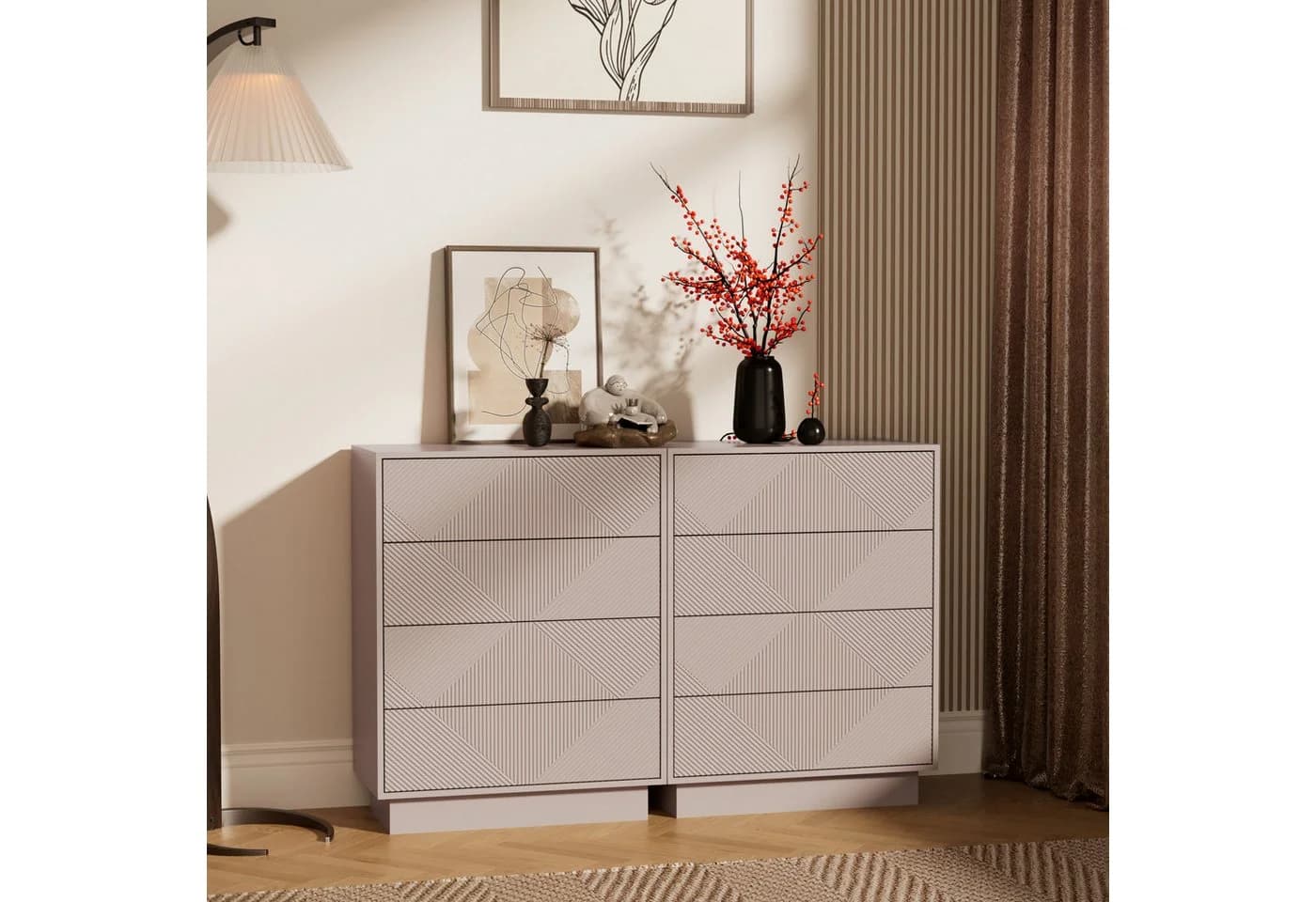 UEV Kommode mit 4 Schubladen, Sideboard, Schubladenschrank, Schmal Kommode, Drucköffner, Push to open - Bild 5