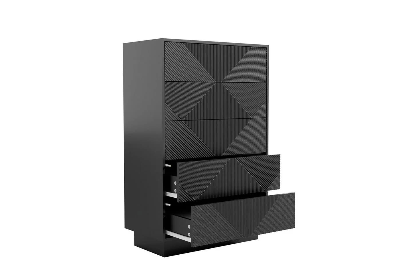 UEV Kommode mit 5 Schubladen Schwarz Holzwerkstoff - Bild 2