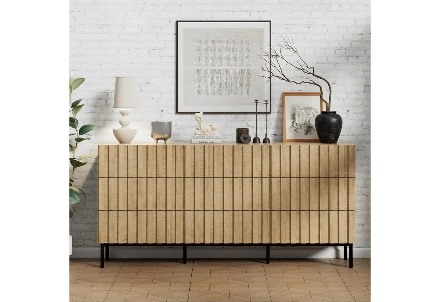 UEV Schlafzimmer-Set 3er-Set Industrial Stil Kommode 9 Schubladen 2 Nachttische - Bild 4