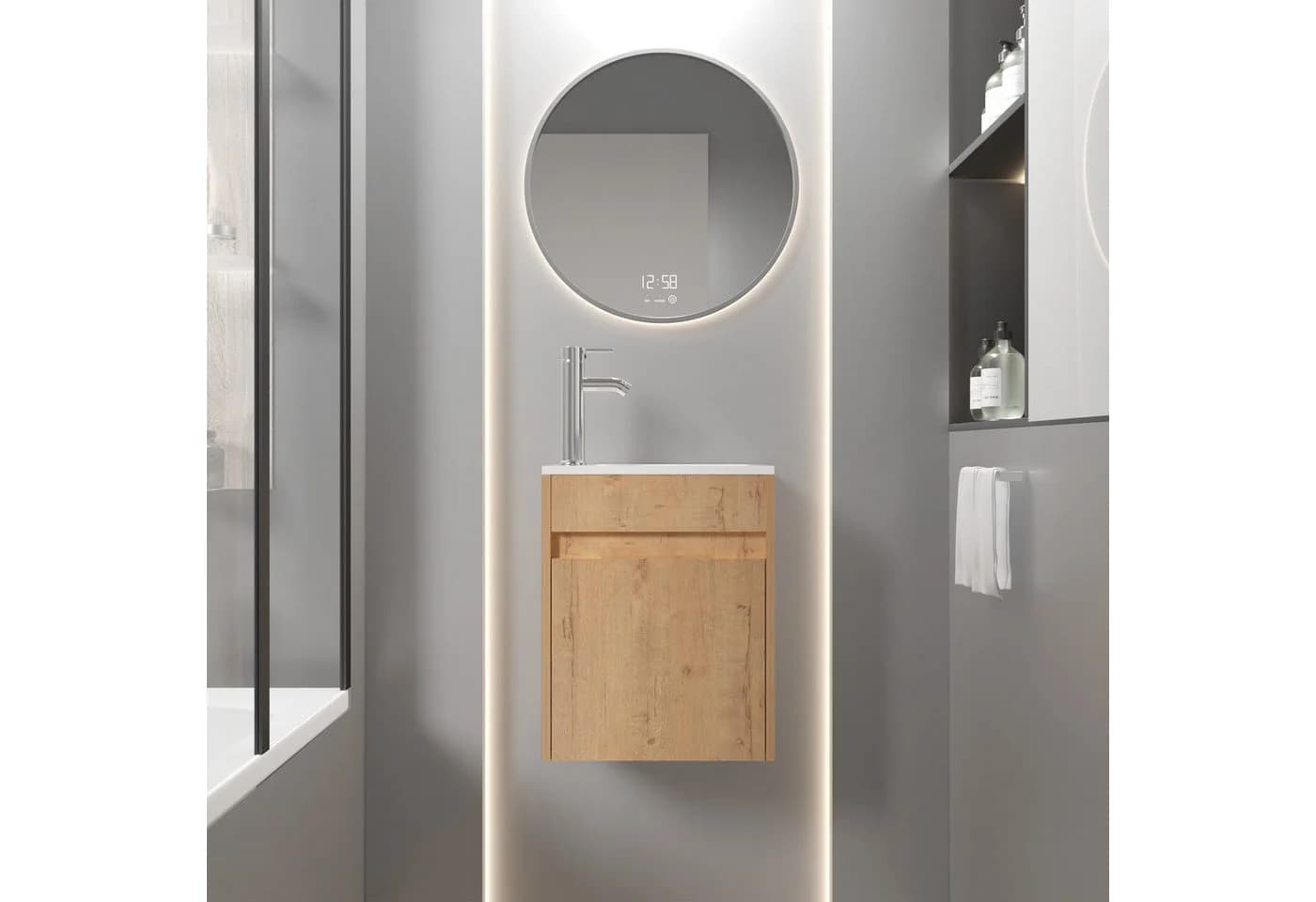 UEV Waschtisch-Set mit Unterschrank und Harzbecken Natur