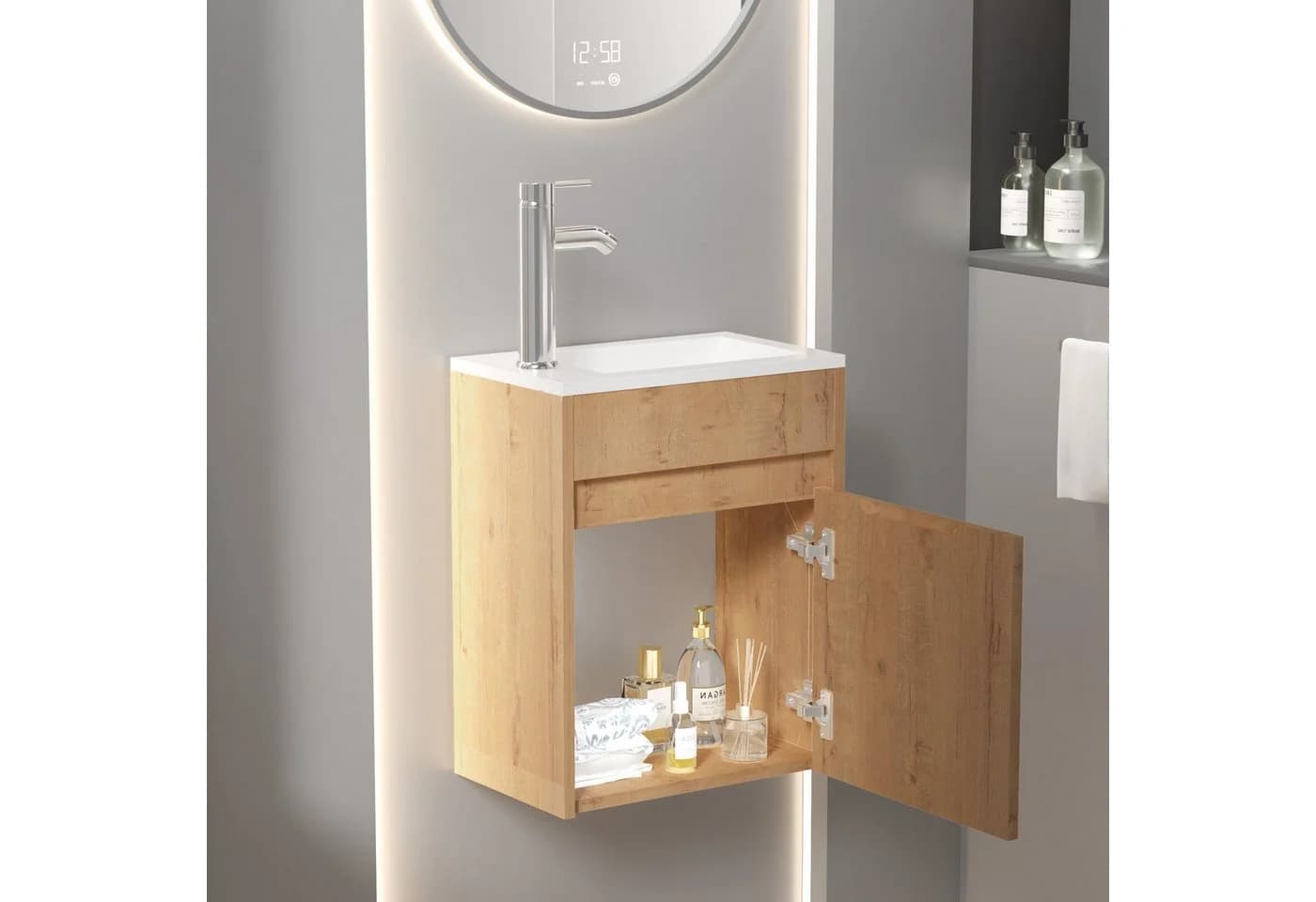 UEV Waschtisch-Set mit Unterschrank und Harzbecken Natur - Bild 4