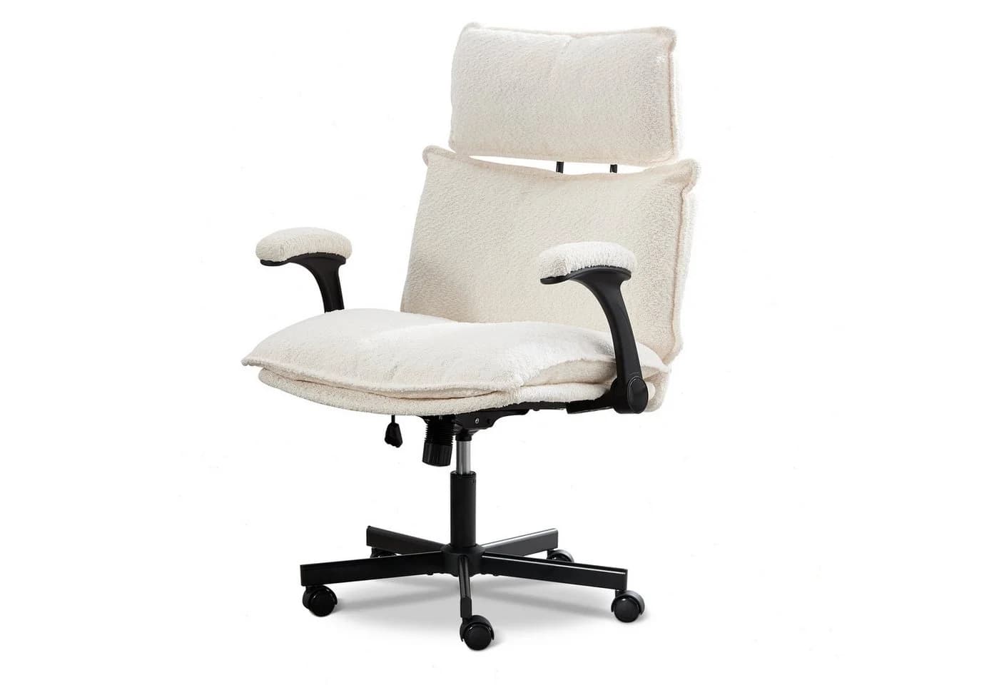 UEV Bürostuhl Ergonomisch Grau/Beige Plüsch 360° Drehung - Bild 2