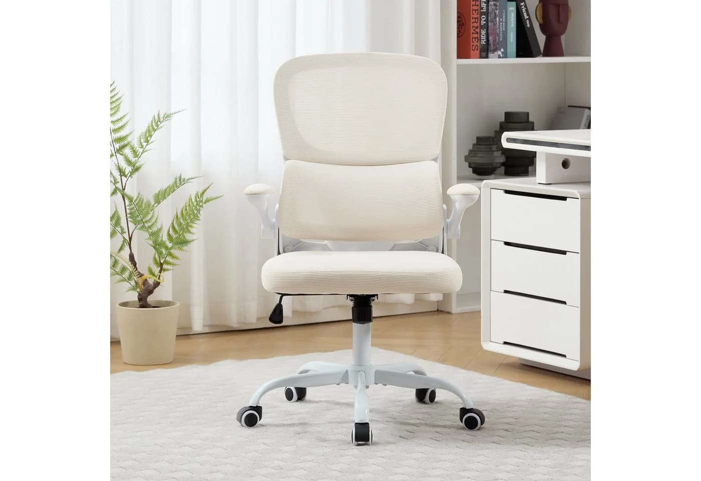 Ergonomischer Gaming Bürostuhl in Schwarz und Beige