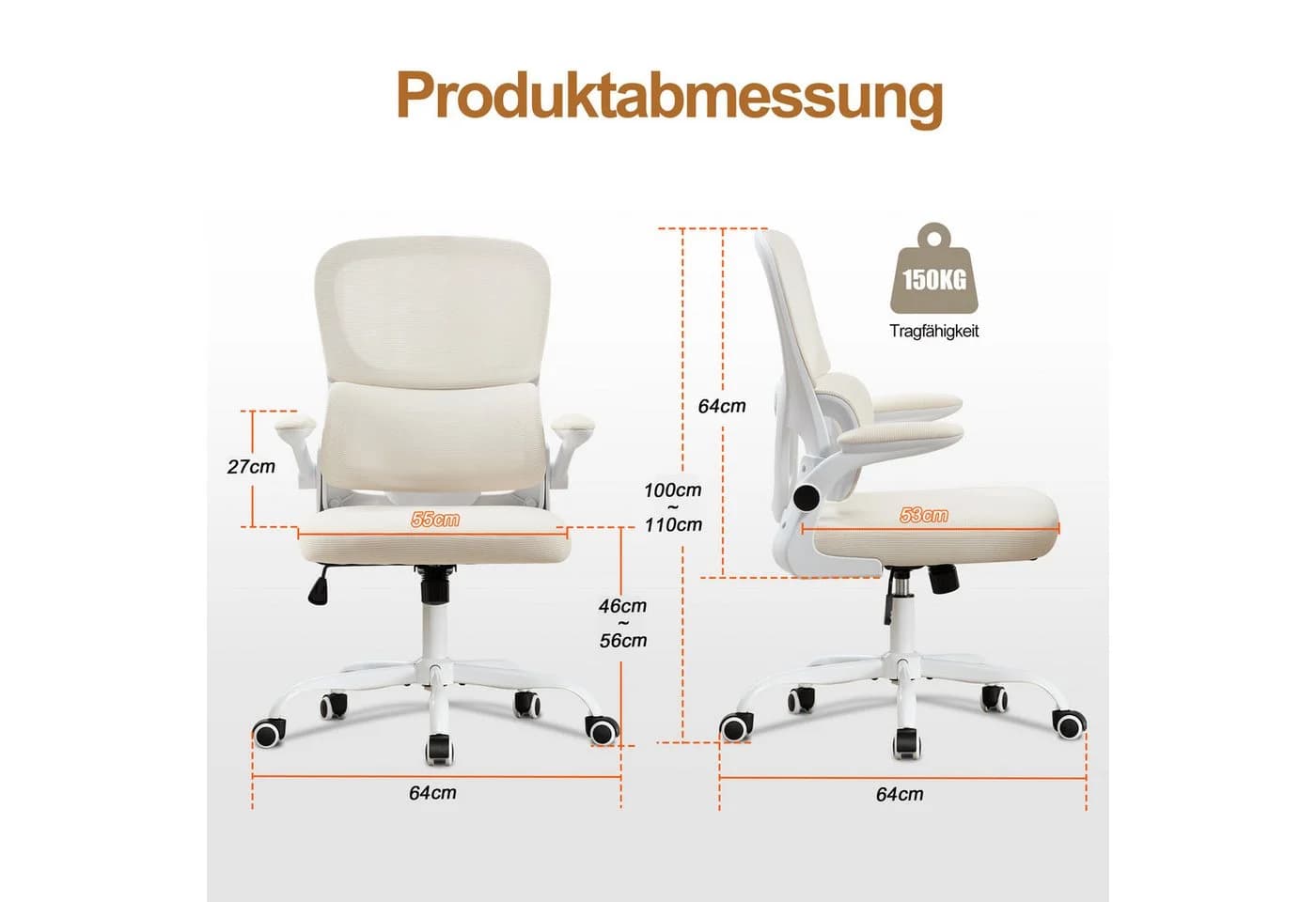 Ergonomischer Gaming Bürostuhl in Schwarz und Beige - Bild 4