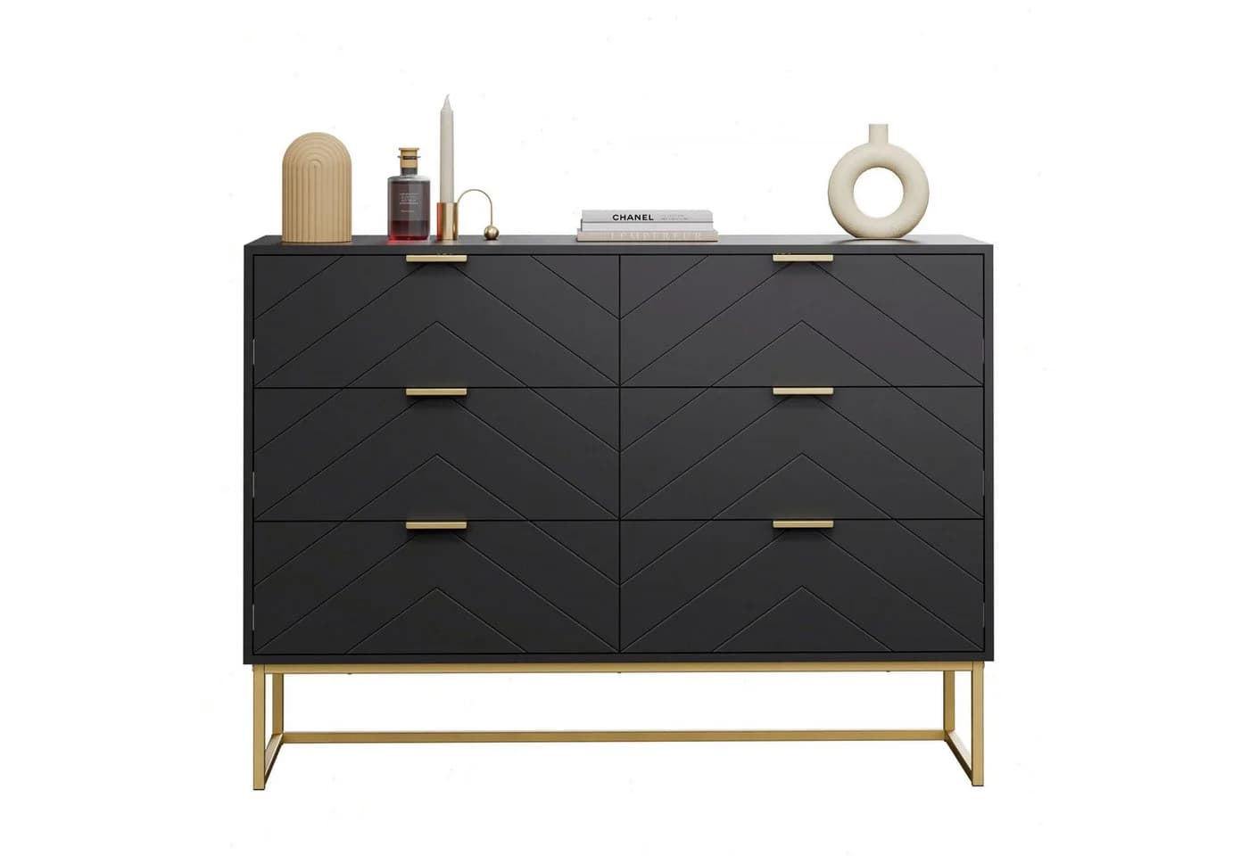 UEV Sideboard mit 6 Schubladen Schwarz - Bild 2