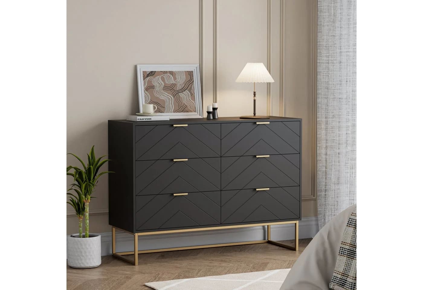 UEV Sideboard mit 6 Schubladen Schwarz - Bild 3