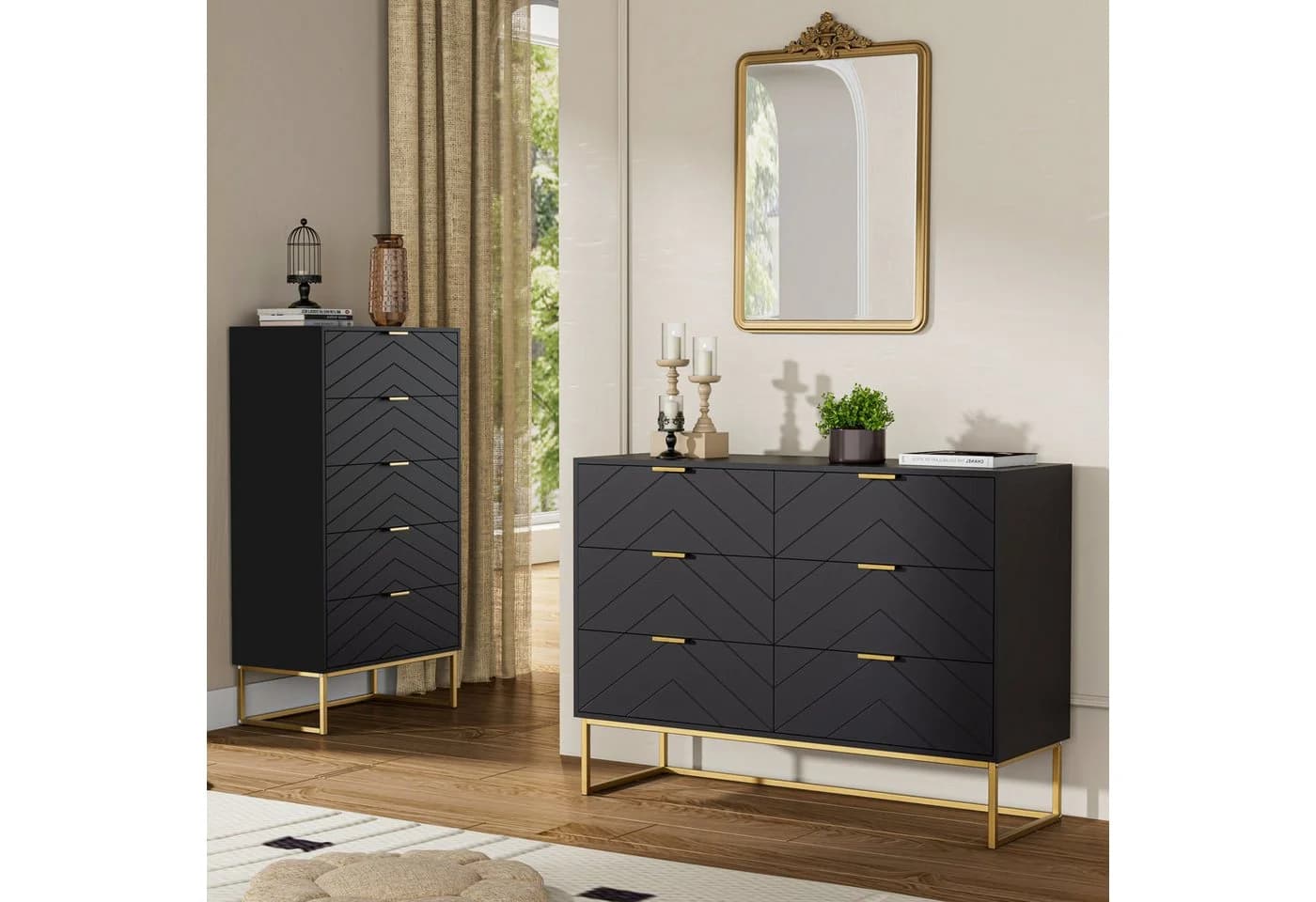 UEV Sideboard mit 6 Schubladen Schwarz - Bild 4