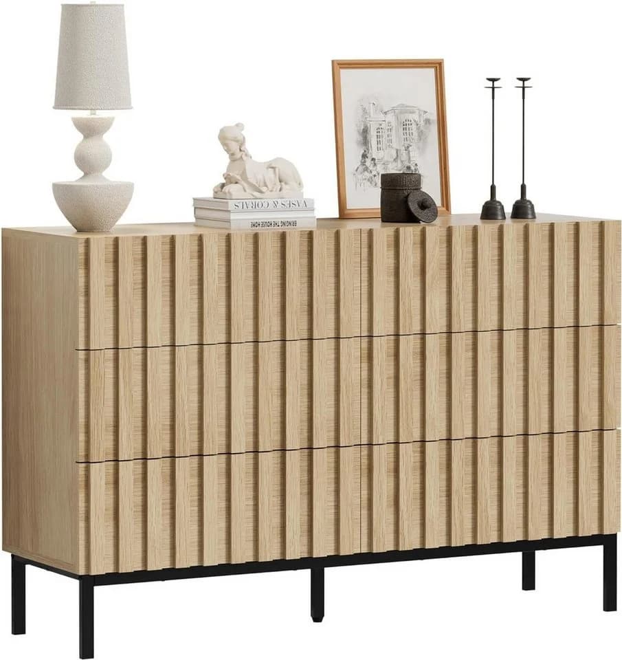 UEV Kommode 6 Schubladen Metallfüße 73,4x34,5x100cm Natur - Bild 2