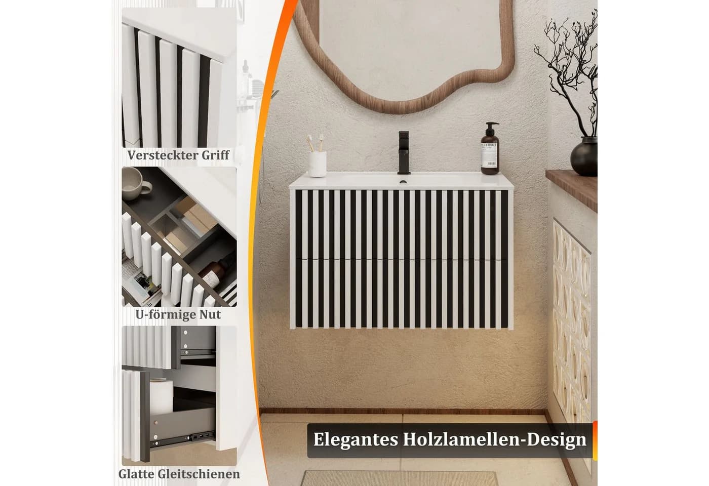 UEV Unterschrank mit Schubladen Lamellenoptik Natur - Bild 3
