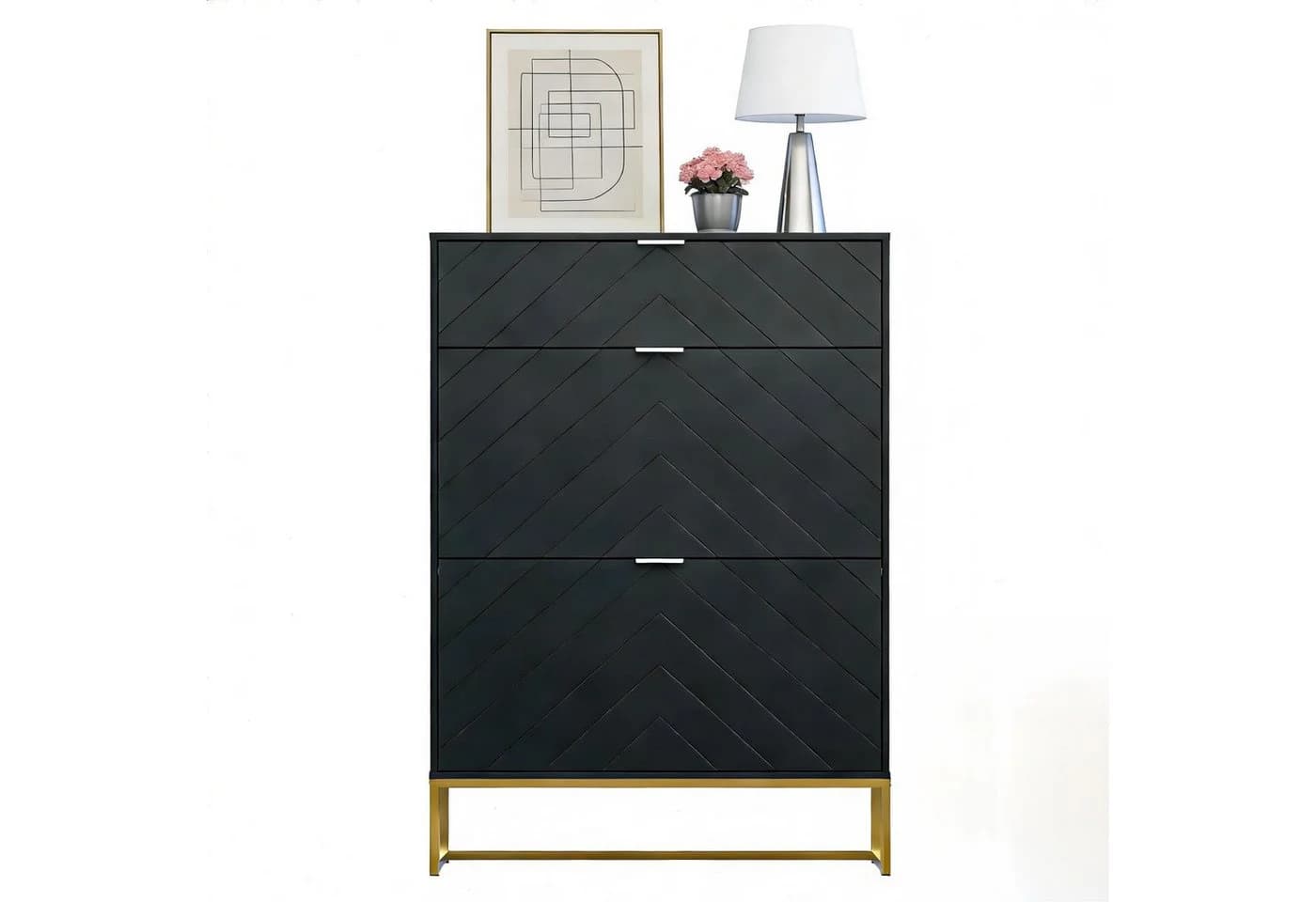 UEV Schuhschrank mit 3 Klappen schmal Schuhablage Modern Schuhkommode - Bild 2