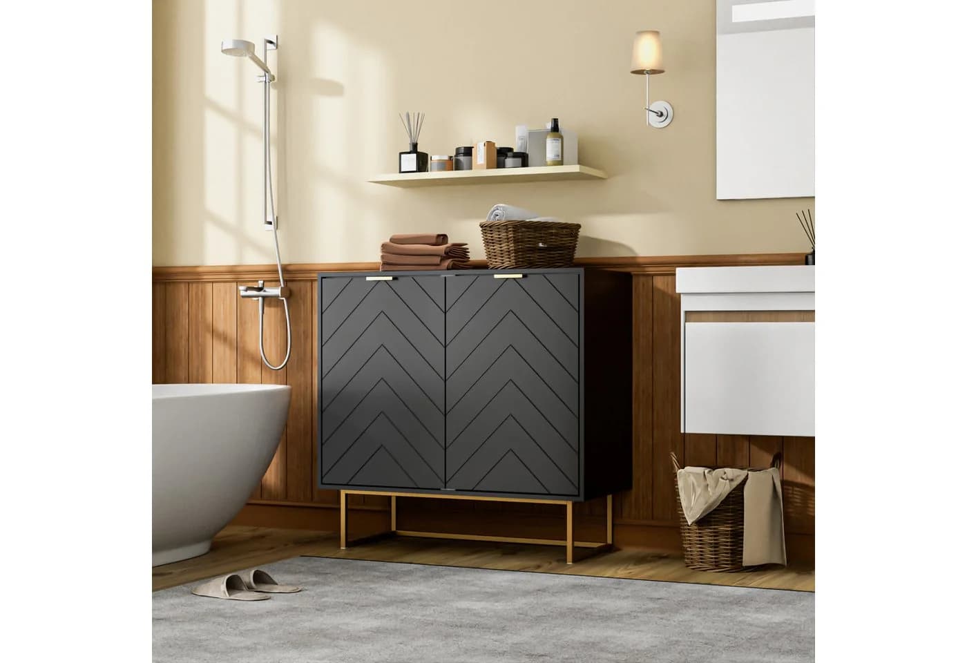 UEV Sideboard Kommode mit 2 Türen, verstellbare Ablagen, Mehrzweckschrank - Bild 3