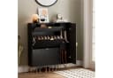 UEV Schuhschrank 4 Klappen Schwarz Gold 110x24x120cm Bild 1