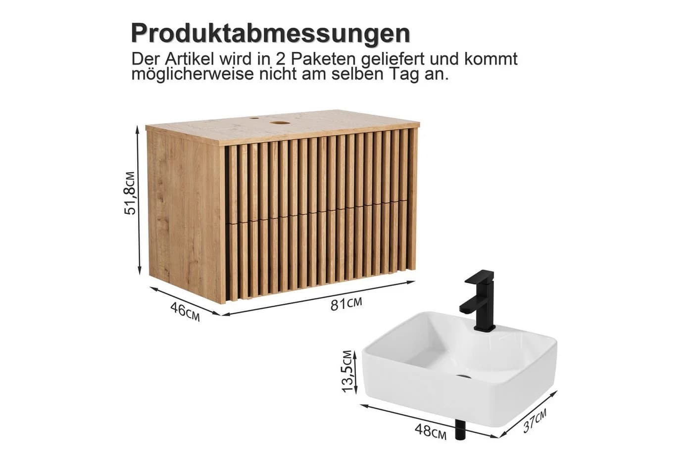 UEV Waschtisch mit Unterschrank hängend Keramik Komplett-Set - Bild 5