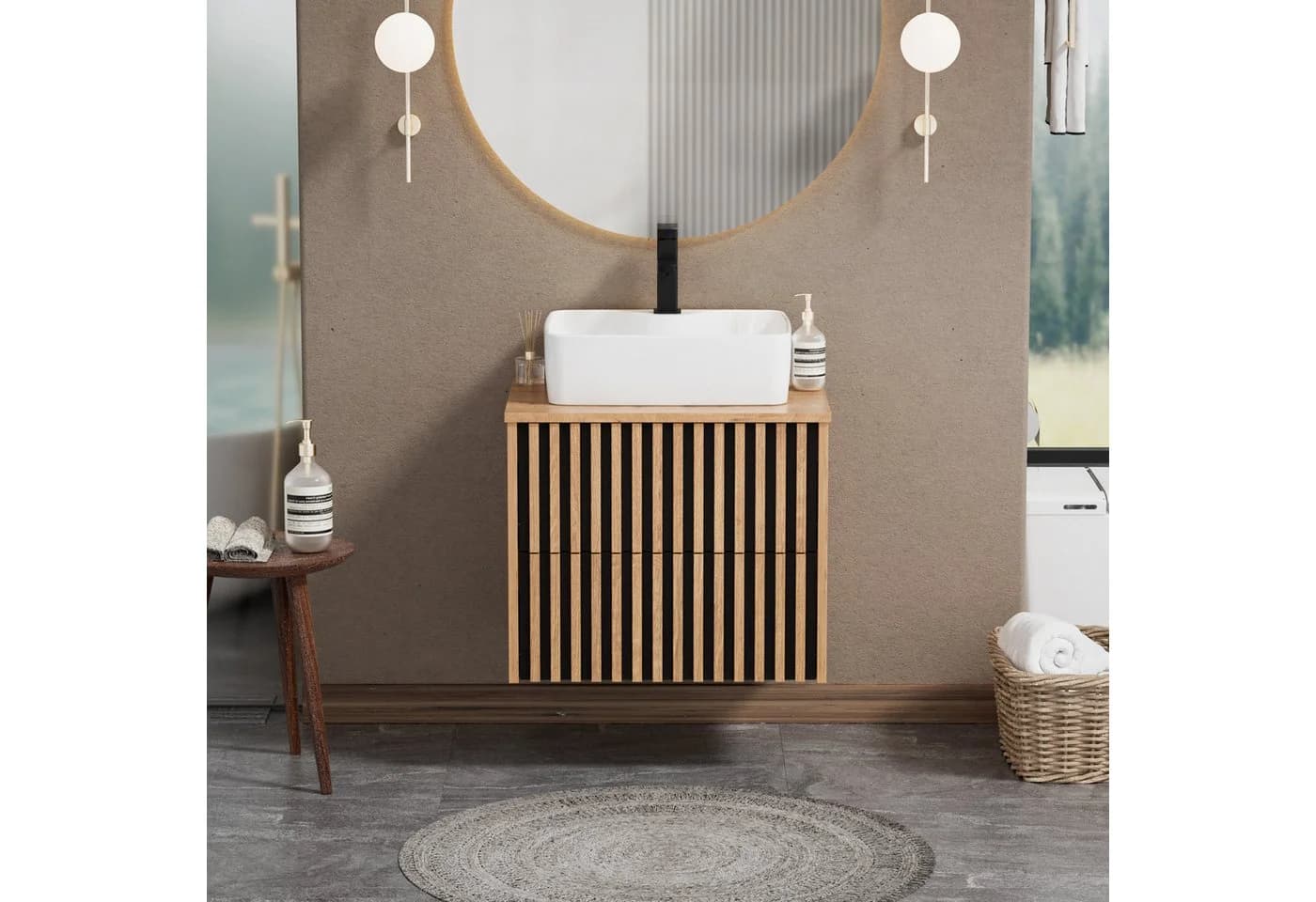 UEV Waschtisch mit Unterschrank Keramik Waschbecken Wandhängend - Bild 3
