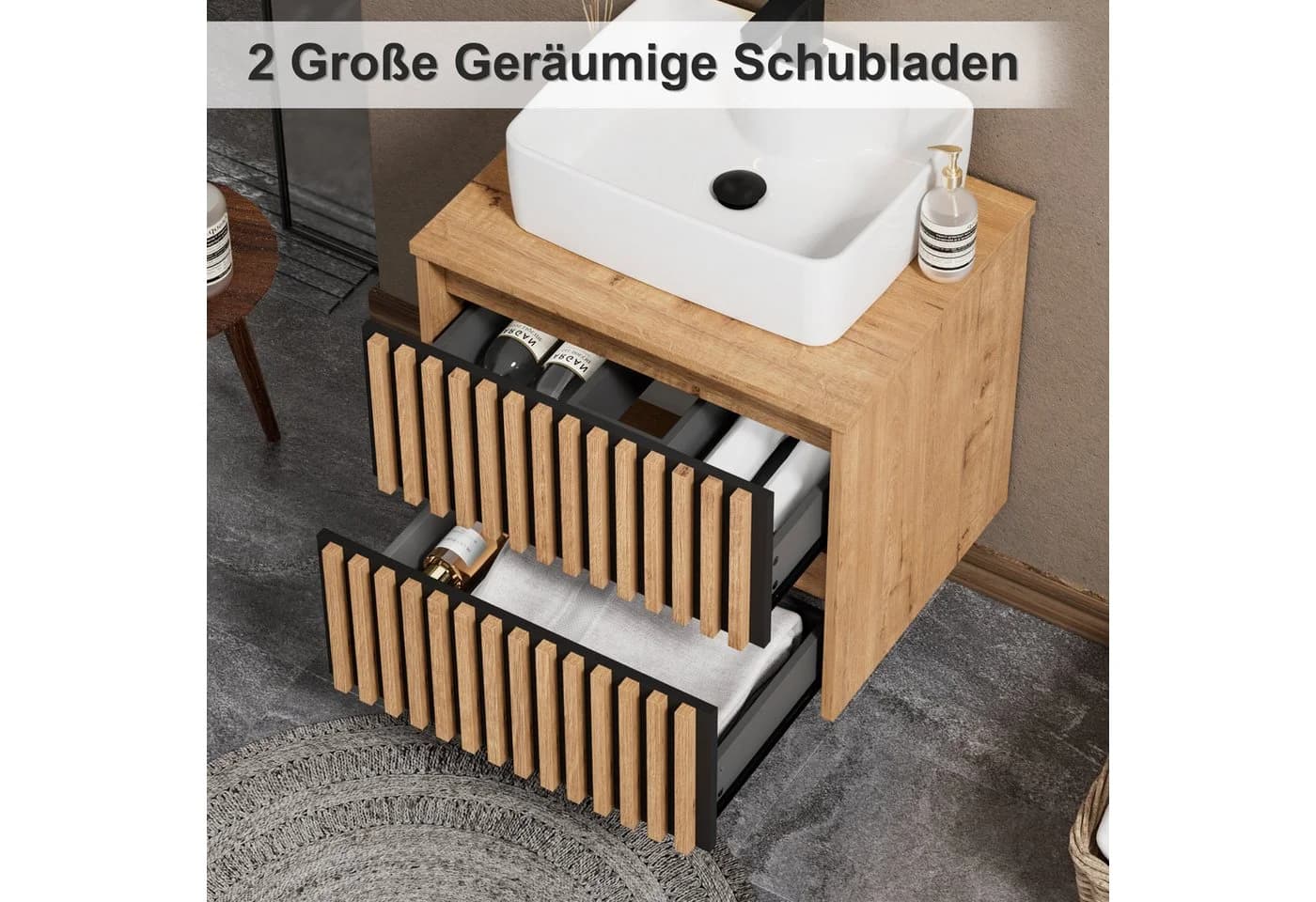 UEV Waschtisch mit Unterschrank Keramik Waschbecken Wandhängend - Bild 4