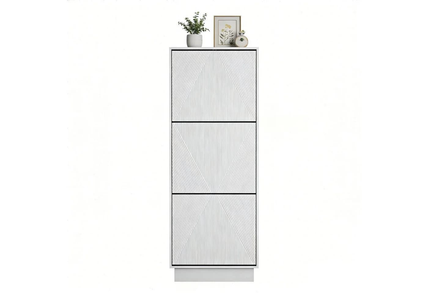 UEV Schuhschrank mit 3 Klappen Schwarz/Weiß Hoch Schmal - Bild 2