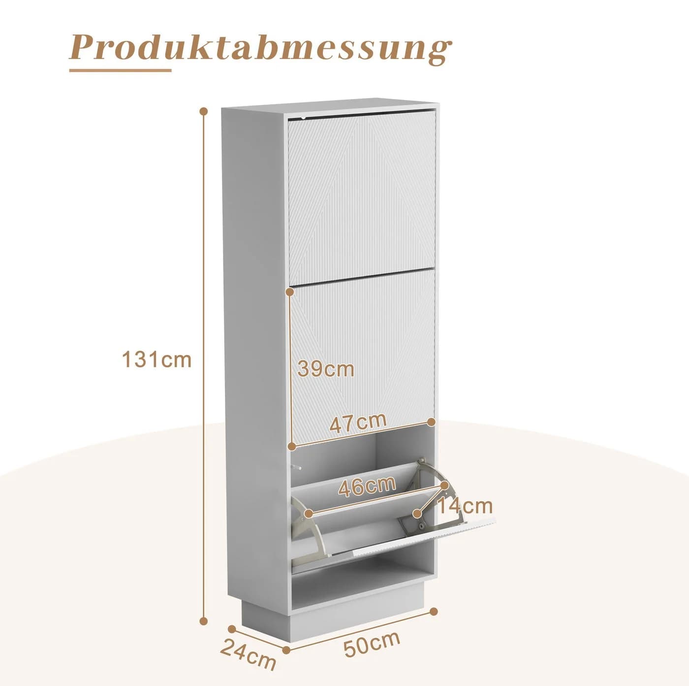 UEV Schuhschrank mit 3 Klappen Schwarz/Weiß Hoch Schmal - Bild 5